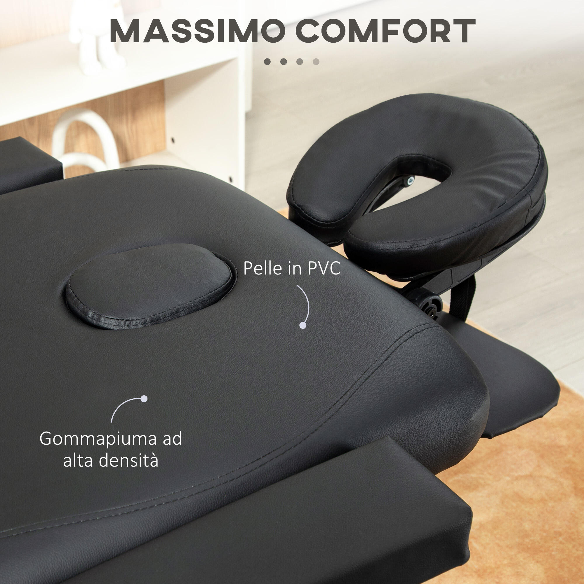 HOMCOM Lettino da Massaggio Pieghevole ad Altezza Regolabile Nero 6/7