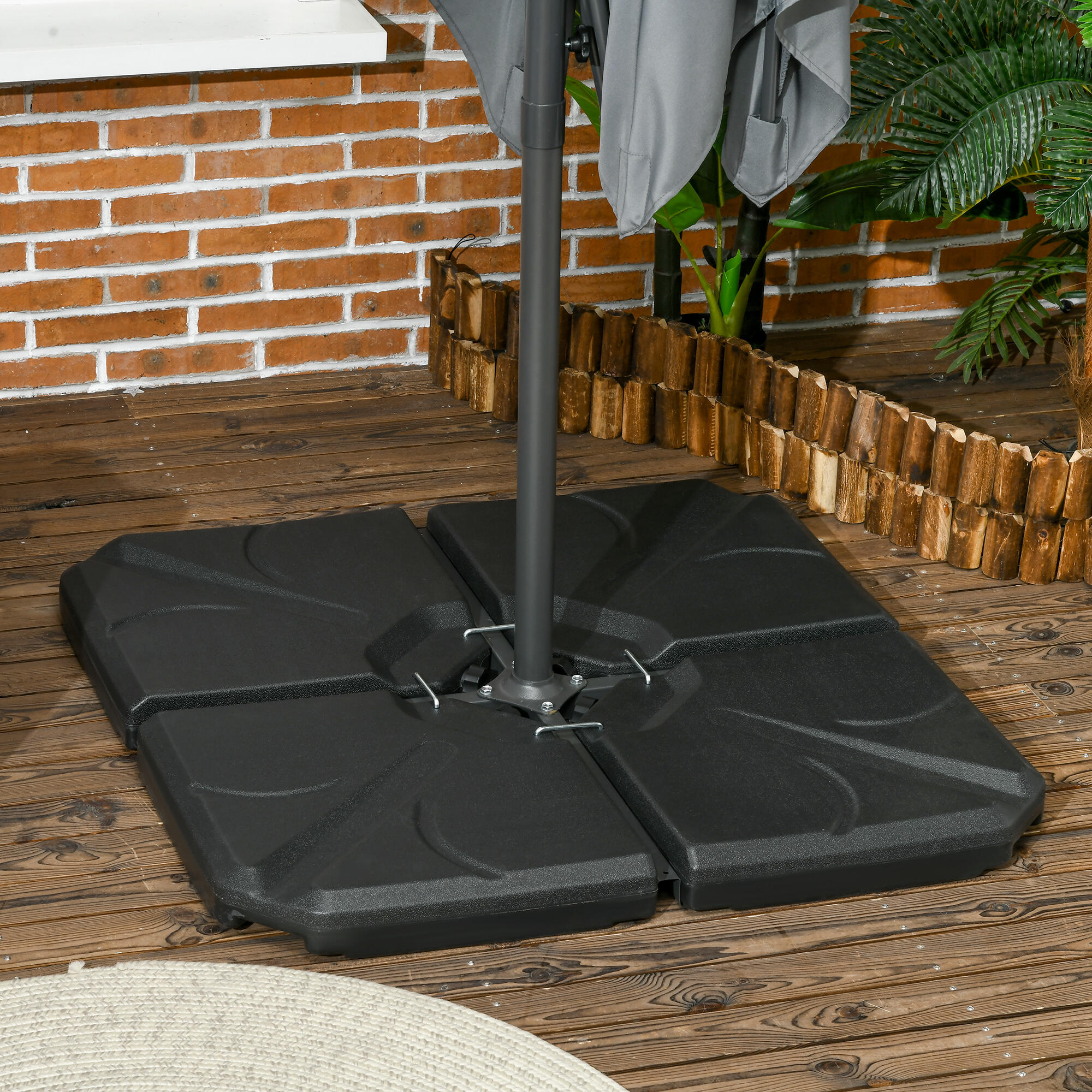 Outsunny Base per Ombrellone 4 Pezzi in Plastica Riempibili con Acqua e Sabbia 2/8