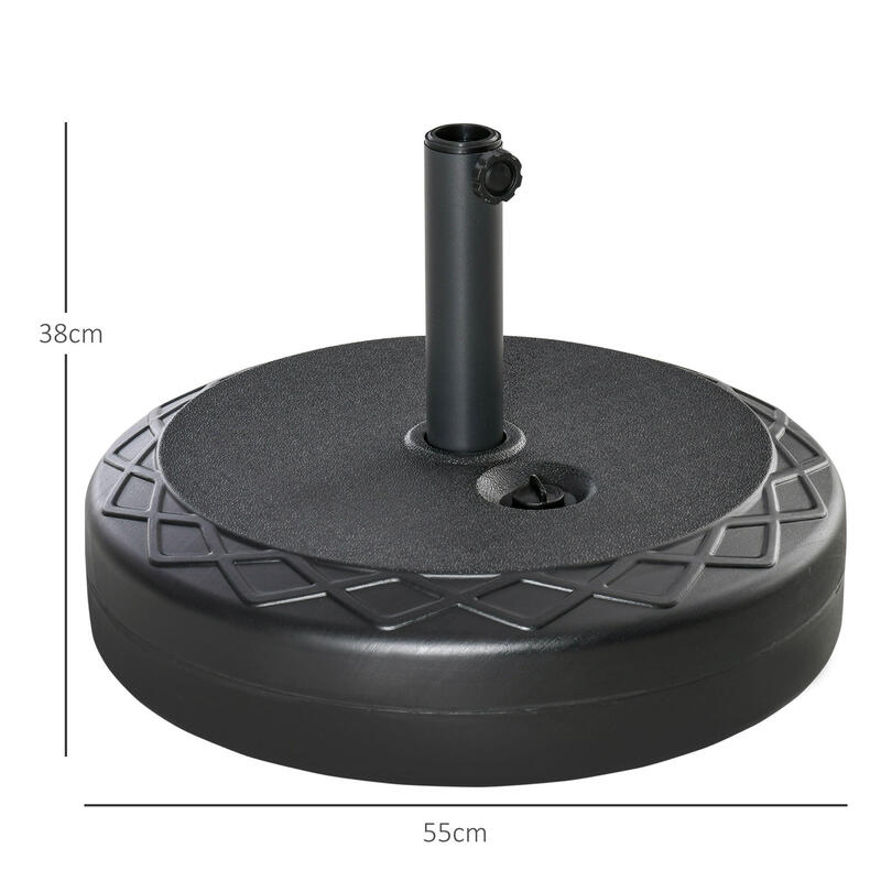 Outsunny Bază Rotundă pentru Umbrelă Φ55cm 30kg Bază 38-48 mm  Stalpi Negri