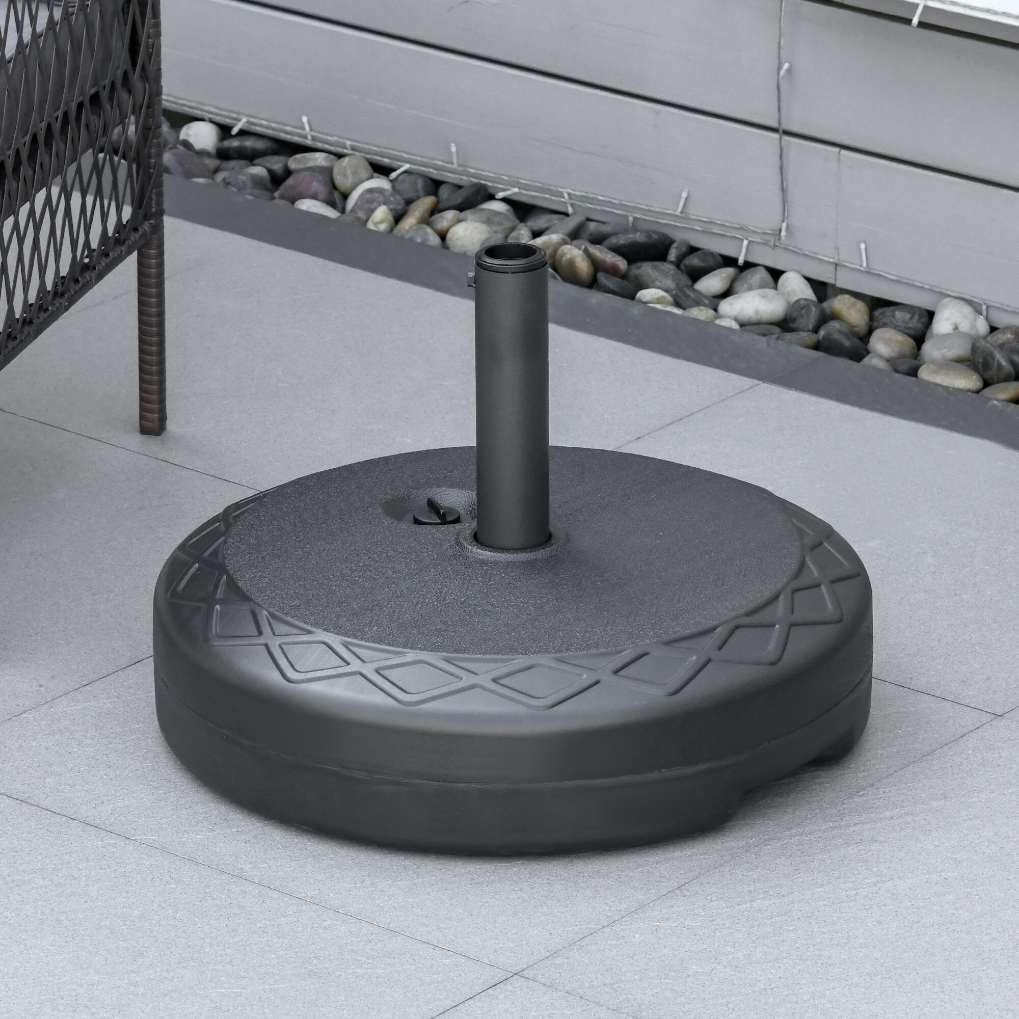 Outsunny Base Ombrellone Rotonda Φ55cm Basamento da 30kg Pali da 38-48mm Nero 2/7