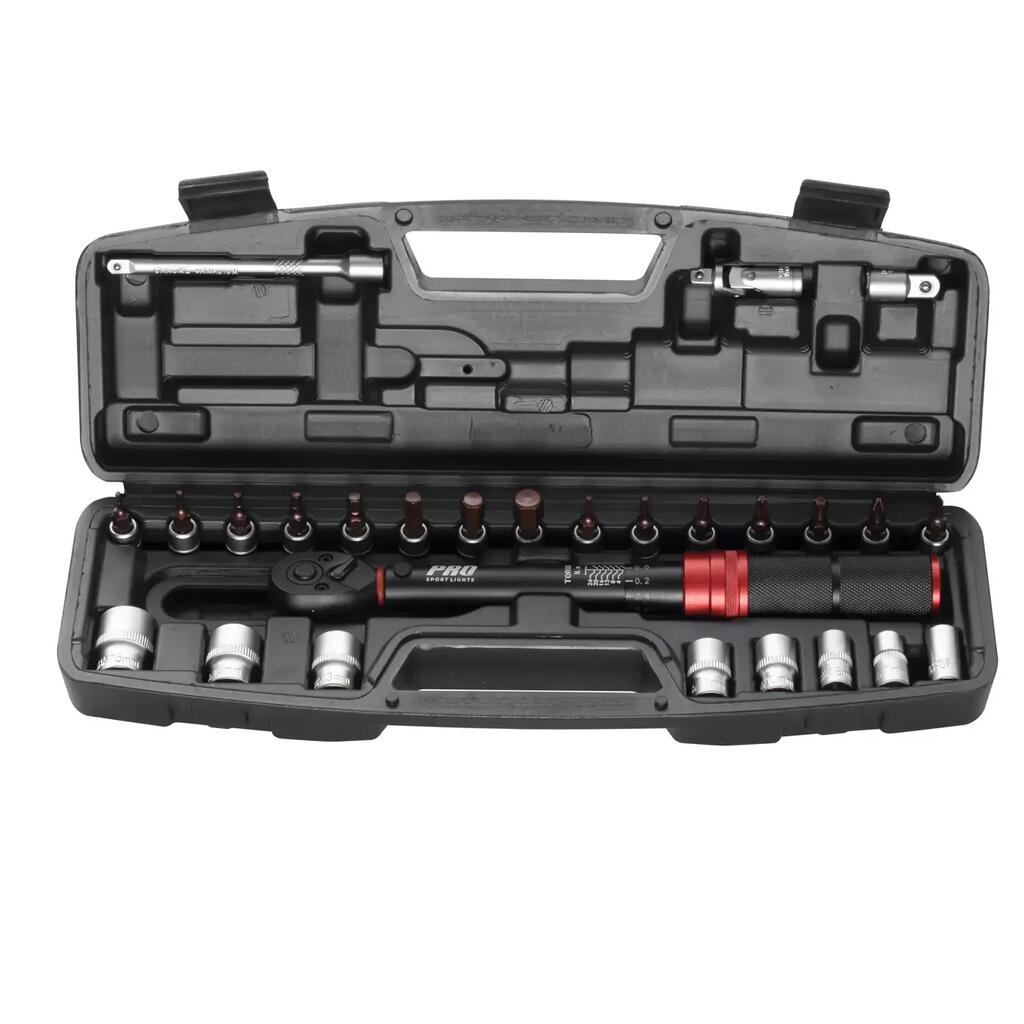 Torque Wrench Set Bicycle Tool Case 2-24 Nm 1/4" - Red Black