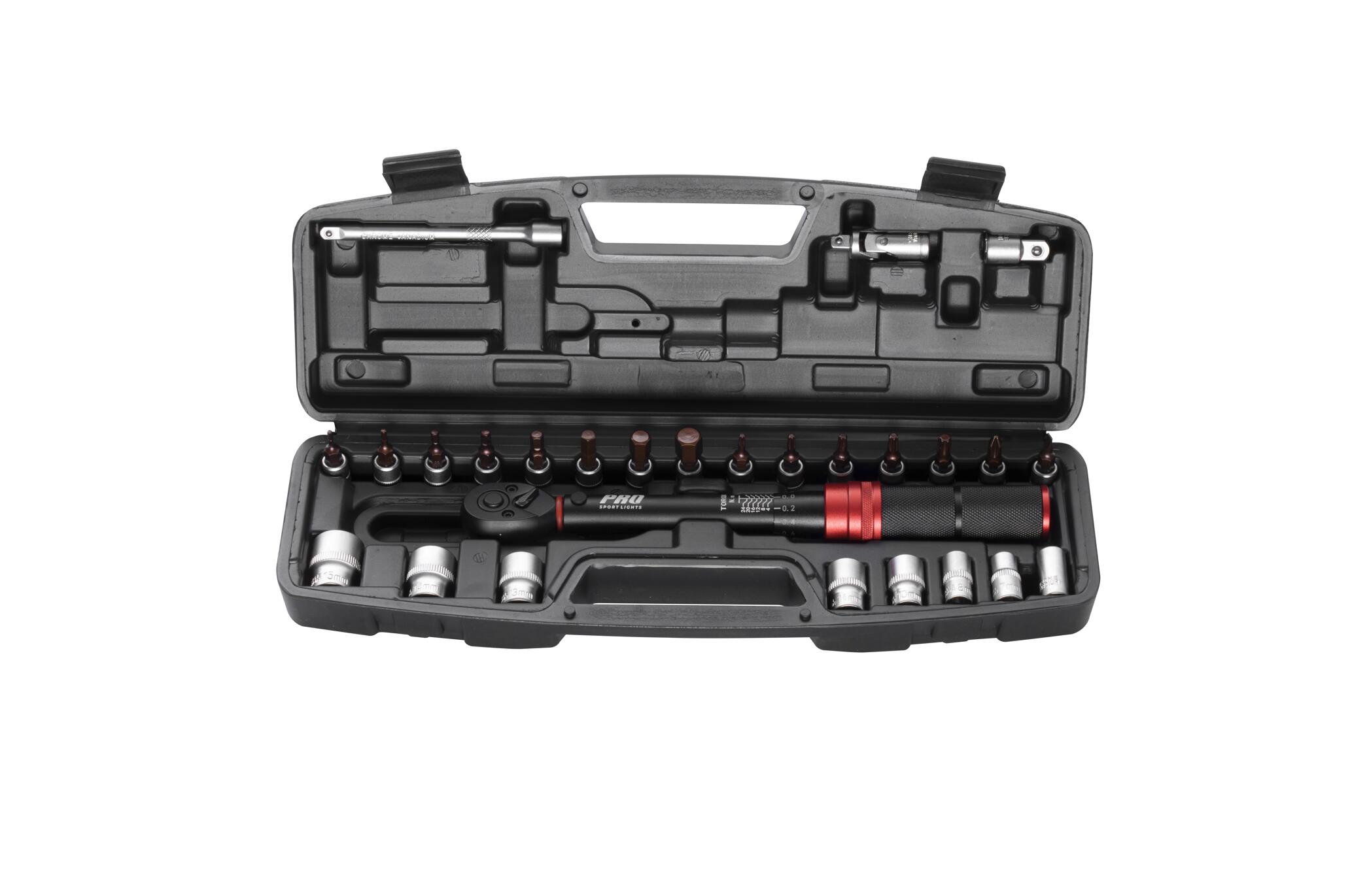 Momentsleutel Set Fiets Gereedschap Koffer 2-24 Nm 1/4" - Rood Zwart 1/7