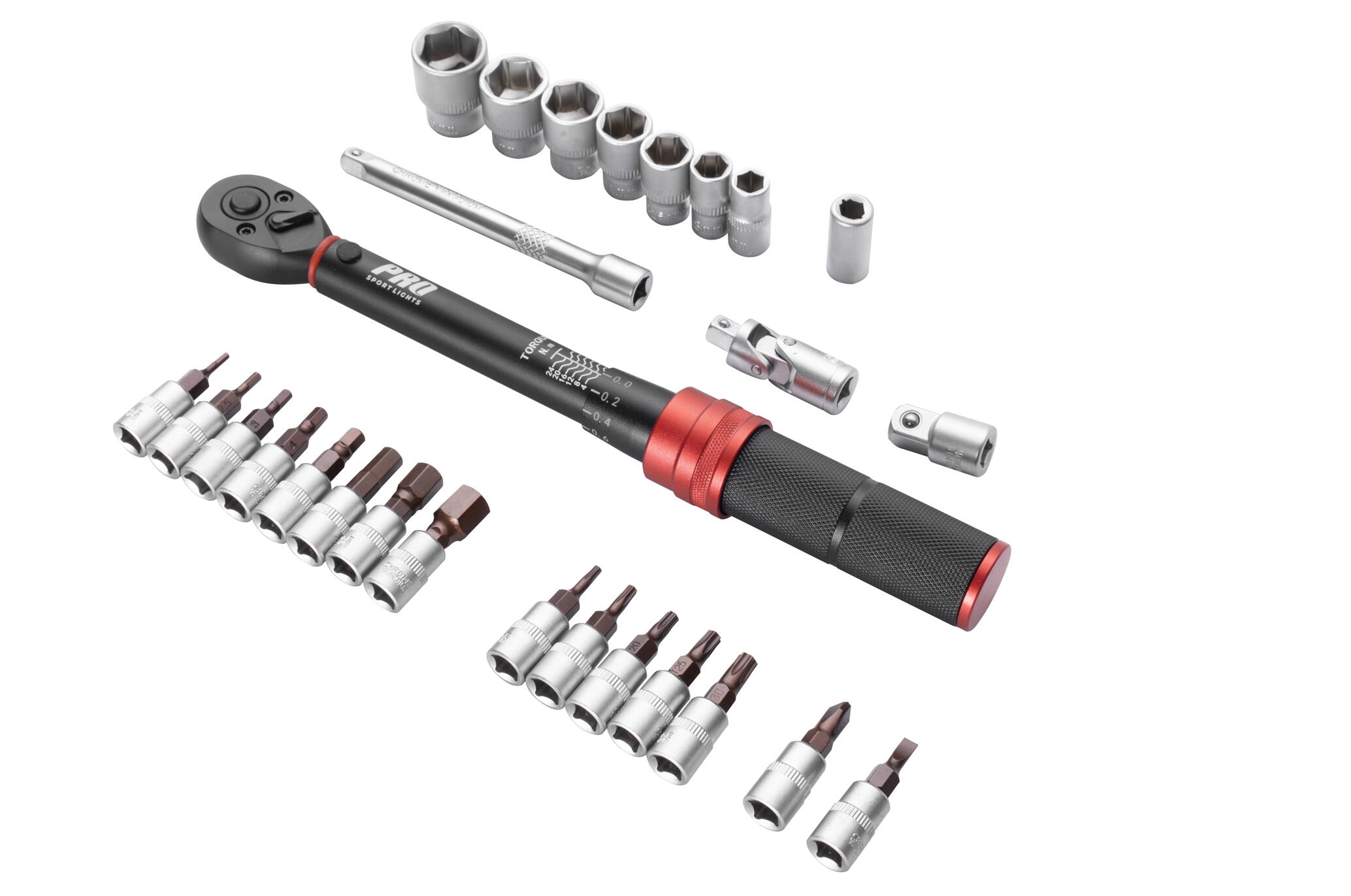 Momentsleutel Set Fiets Gereedschap Koffer 2-24 Nm 1/4" - Rood Zwart 2/7