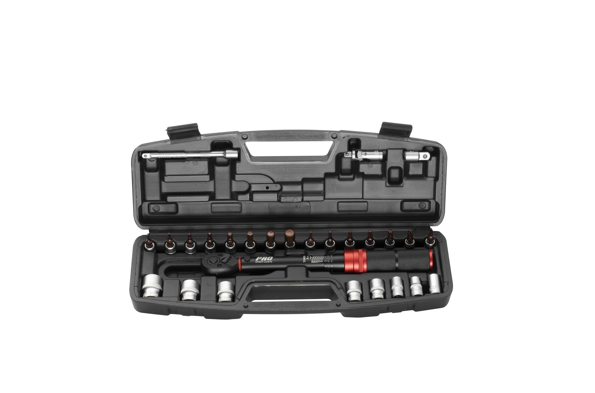 Momentsleutel Set Fiets Gereedschap Koffer 2-24 Nm 1/4" - Rood Zwart 6/7