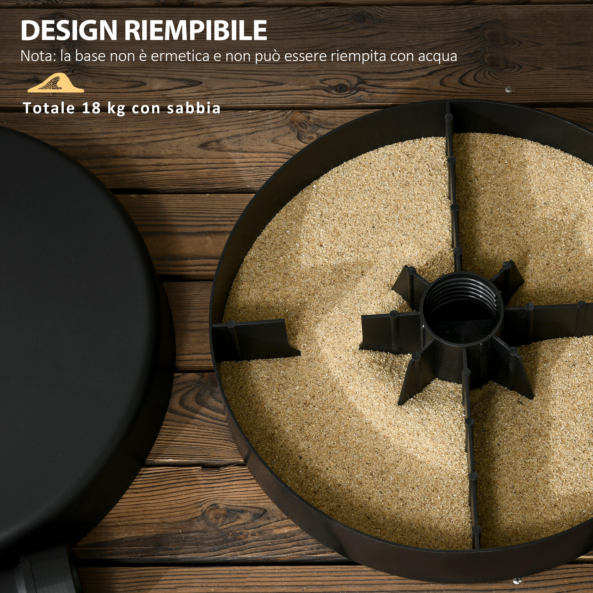 Base Per Ombrellone Riempibile In Calcestruzzo Nero NATERIAL L 48 X P 48 X H 44 5 Cm 83813056