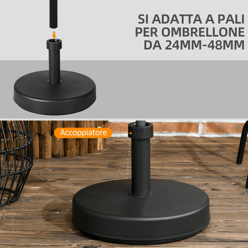 Outsunny Baza pentru Umbrelă de Exterior Pp Max 18 kg Greutate Negru