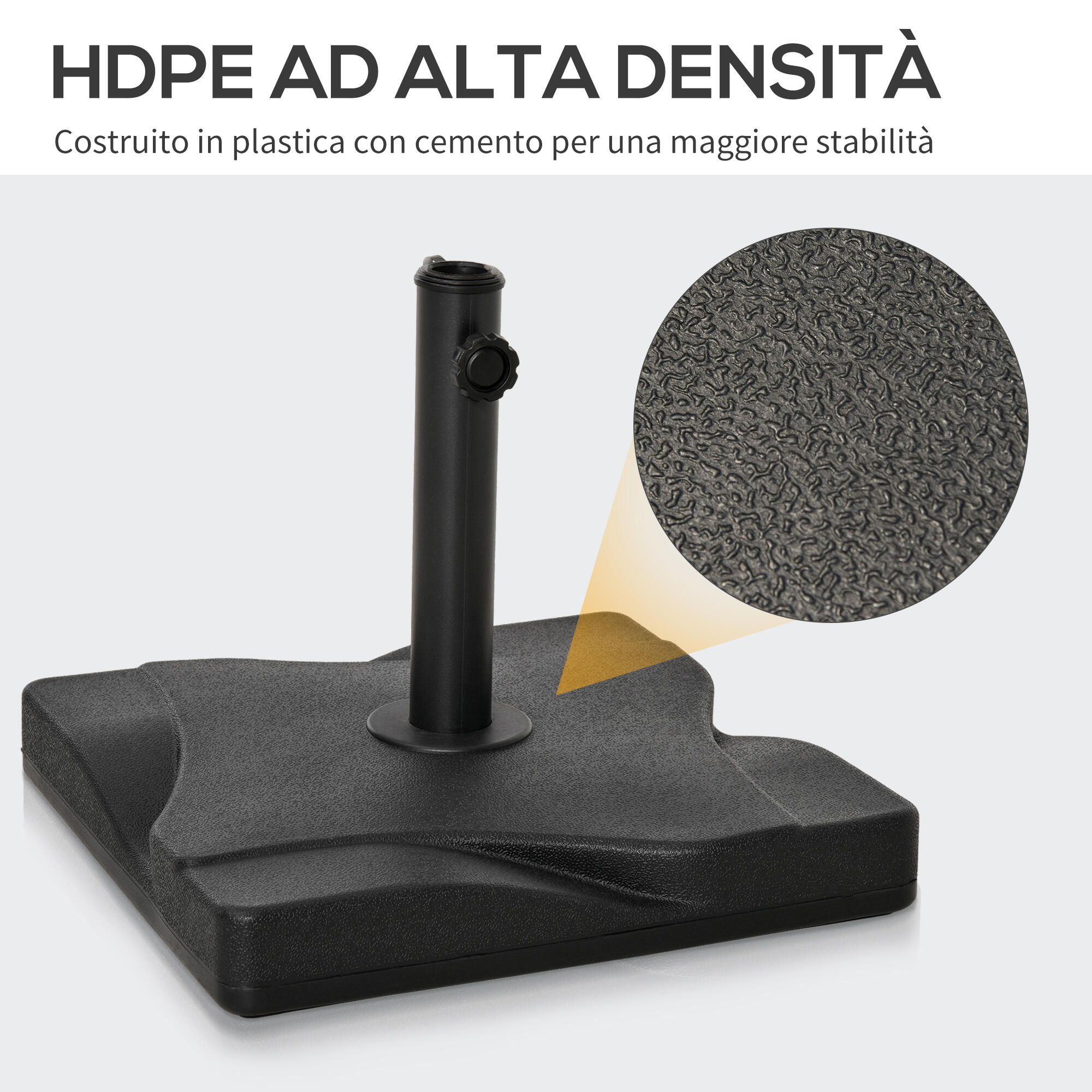Outsunny Base per Ombrellone Quadrata in Plastica 20kg per Pali da 32-38-48mm 4/7