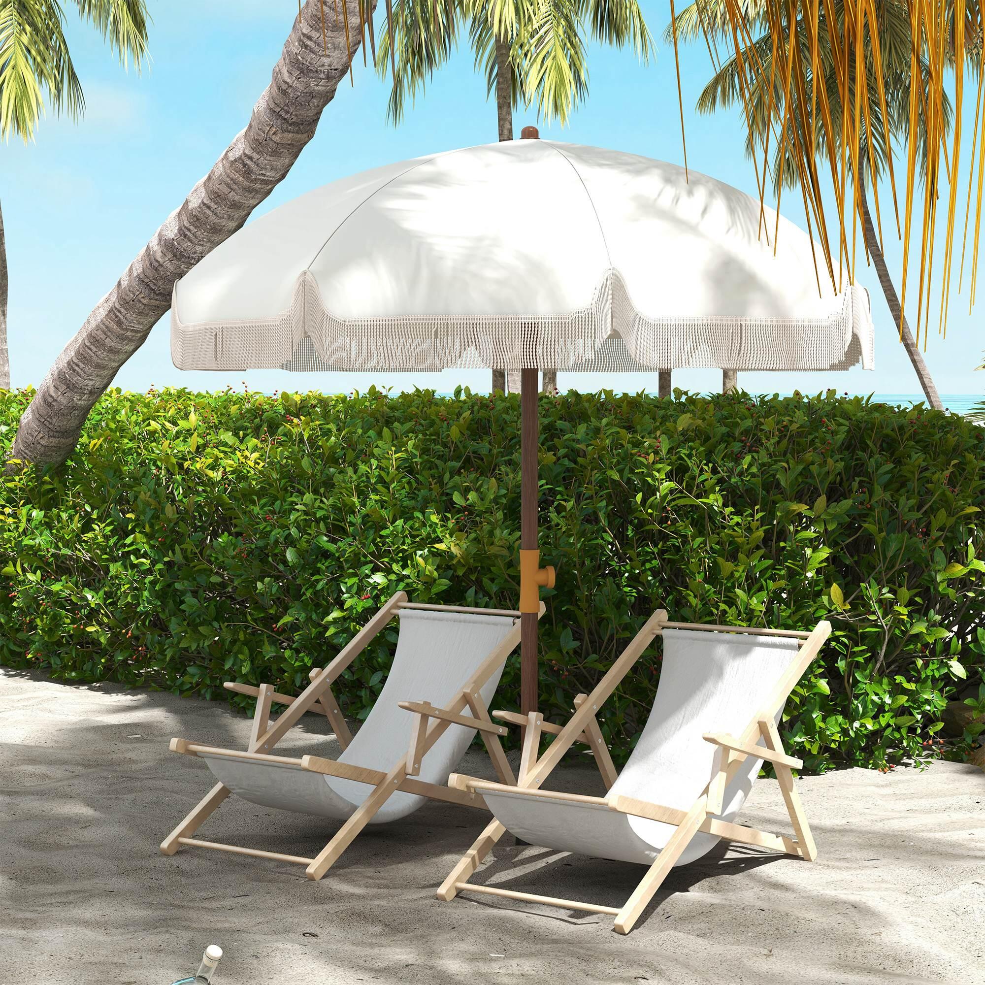 Chapéu de sol de praia creme branco Outsunny 2/7