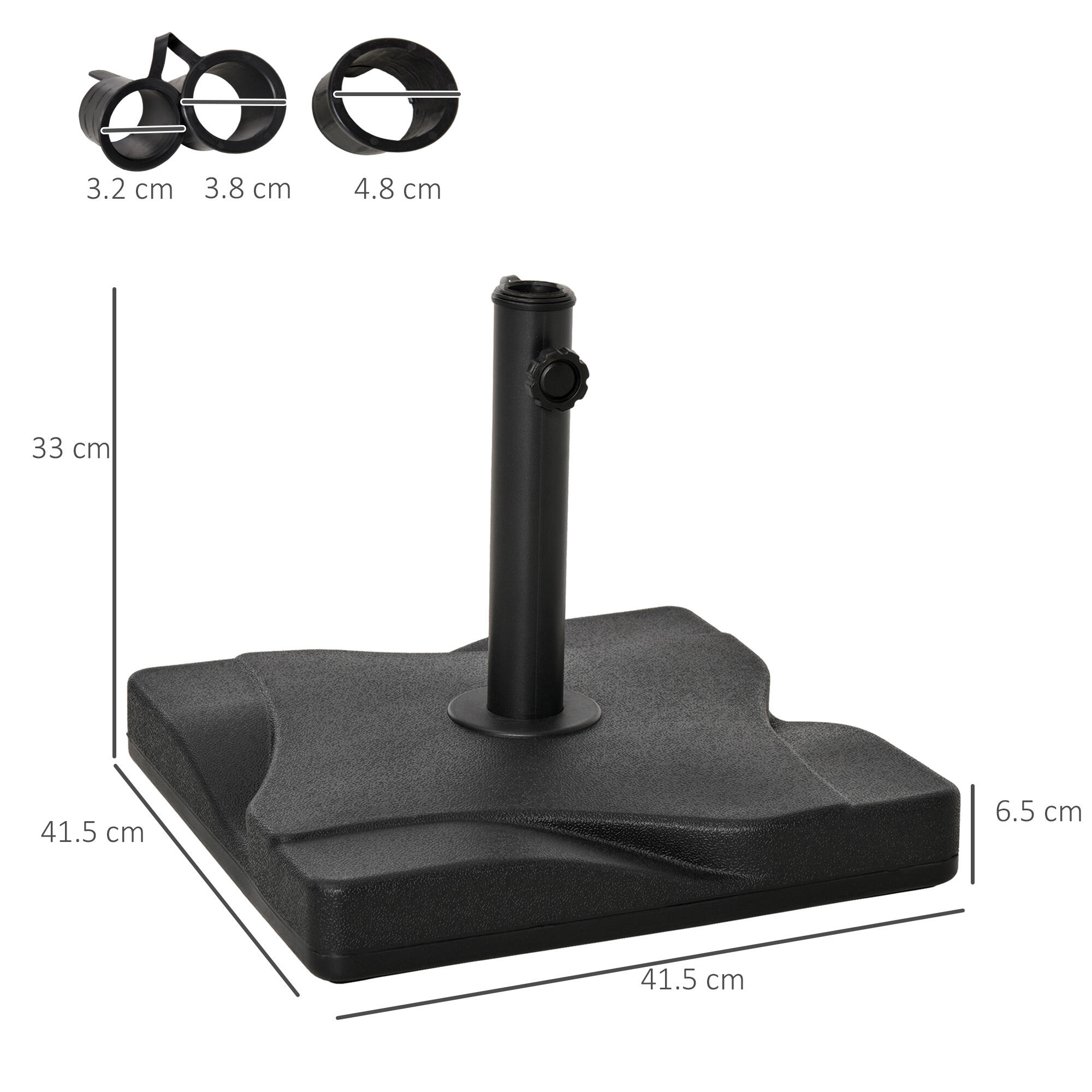 Outsunny Base per Ombrellone Quadrata in Plastica 20kg per Pali da 32-38-48mm 3/7