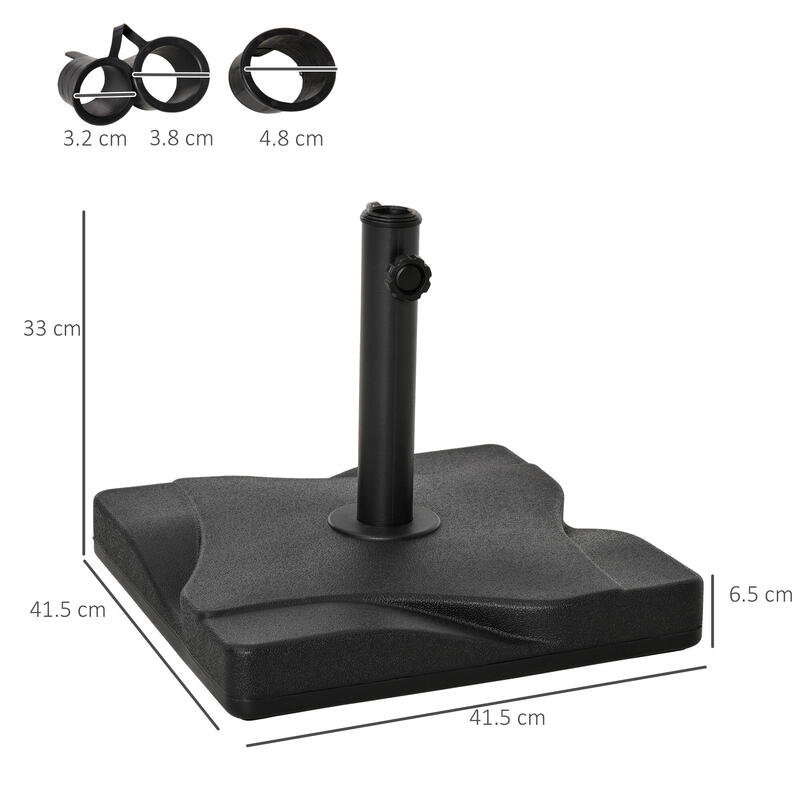 Outsunny Baza de Umbrelă Pătrată din Plastic, 20 kg, pentru Stâlpi de 32-48  mm