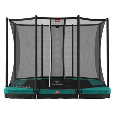 Trampoline + veiligheidsnet berg favorit inground rechthoek 280x190 groen
