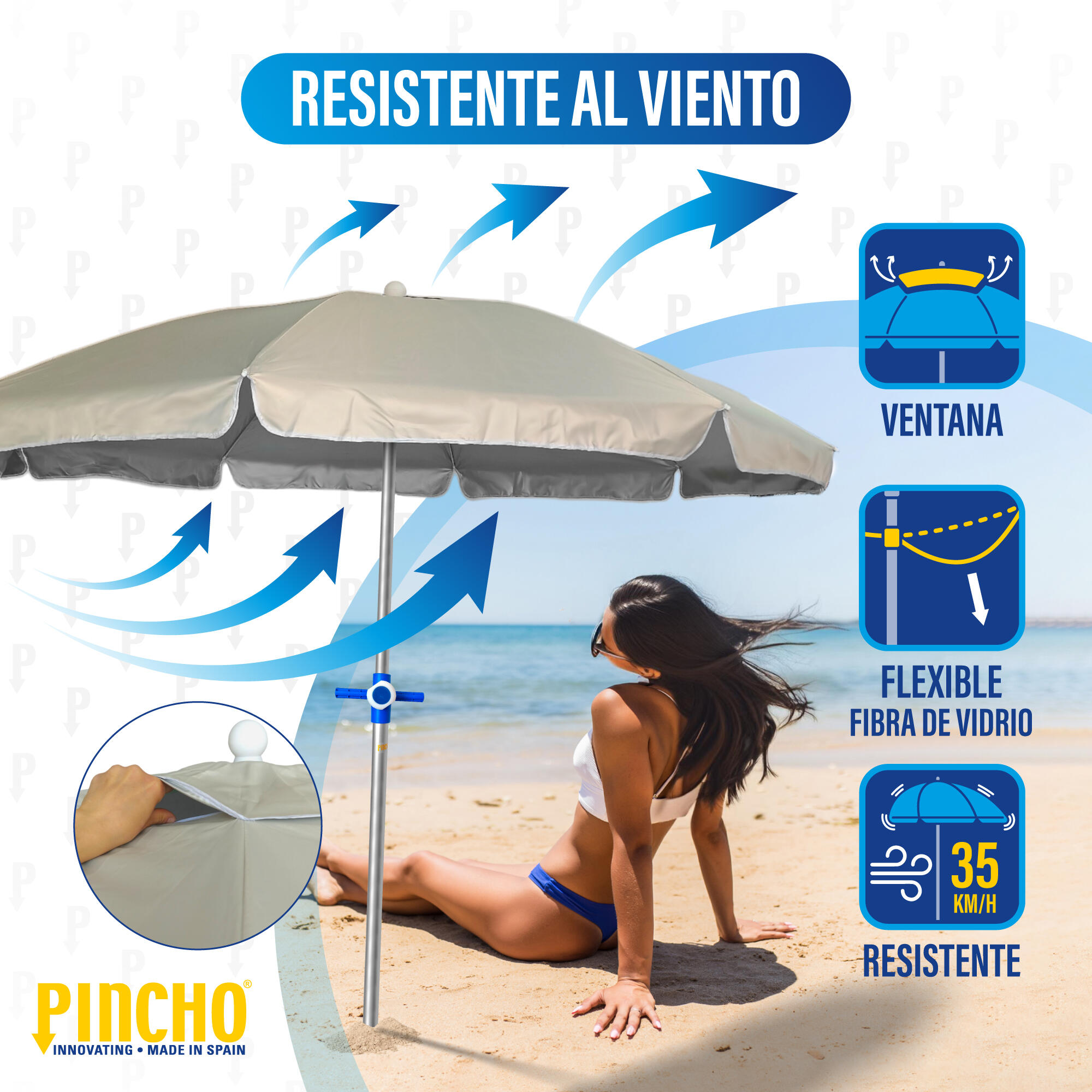 Sombrilla de Playa Aluminio 240cm Cerdeña Uv50+ color 32 2/7
