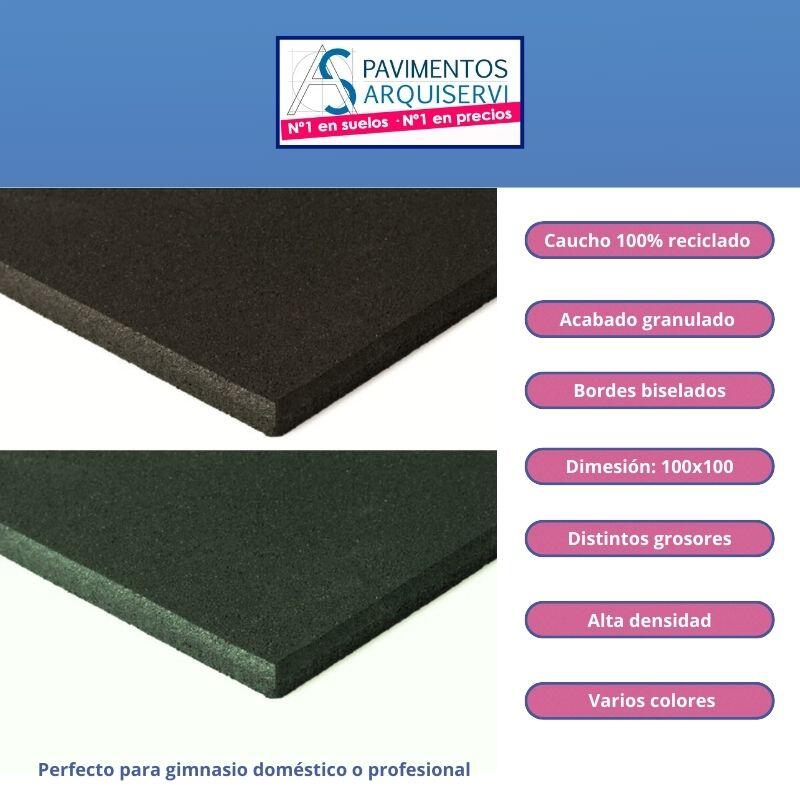 GYM EN CASA Pack 8. Losetas de Caucho 1x1x15mm(Negro) 6/8