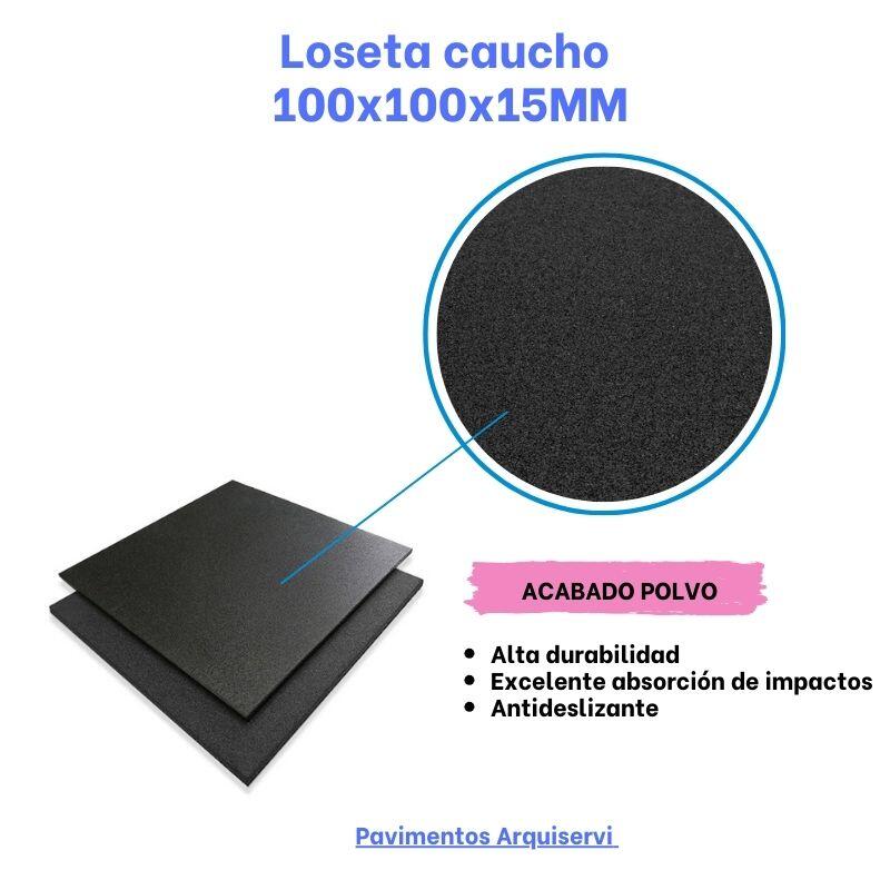 GYM EN CASA Pack 8. Losetas de Caucho 1x1x15mm(Negro) 3/8