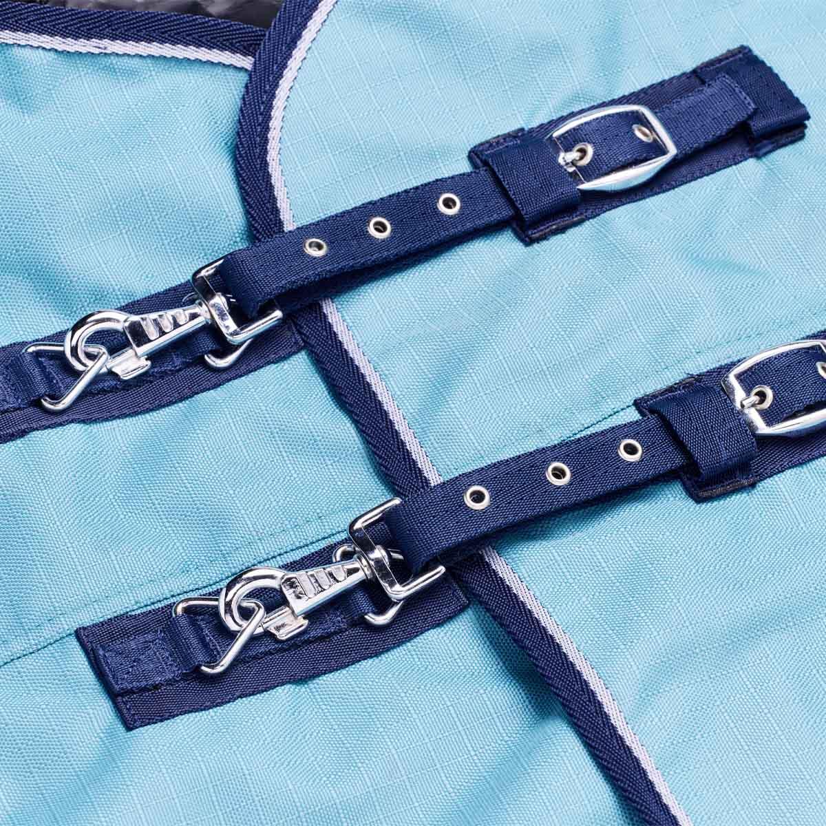 Lightweight horse turnout rug, Fieldmasta 40g dome neck blue 2/3