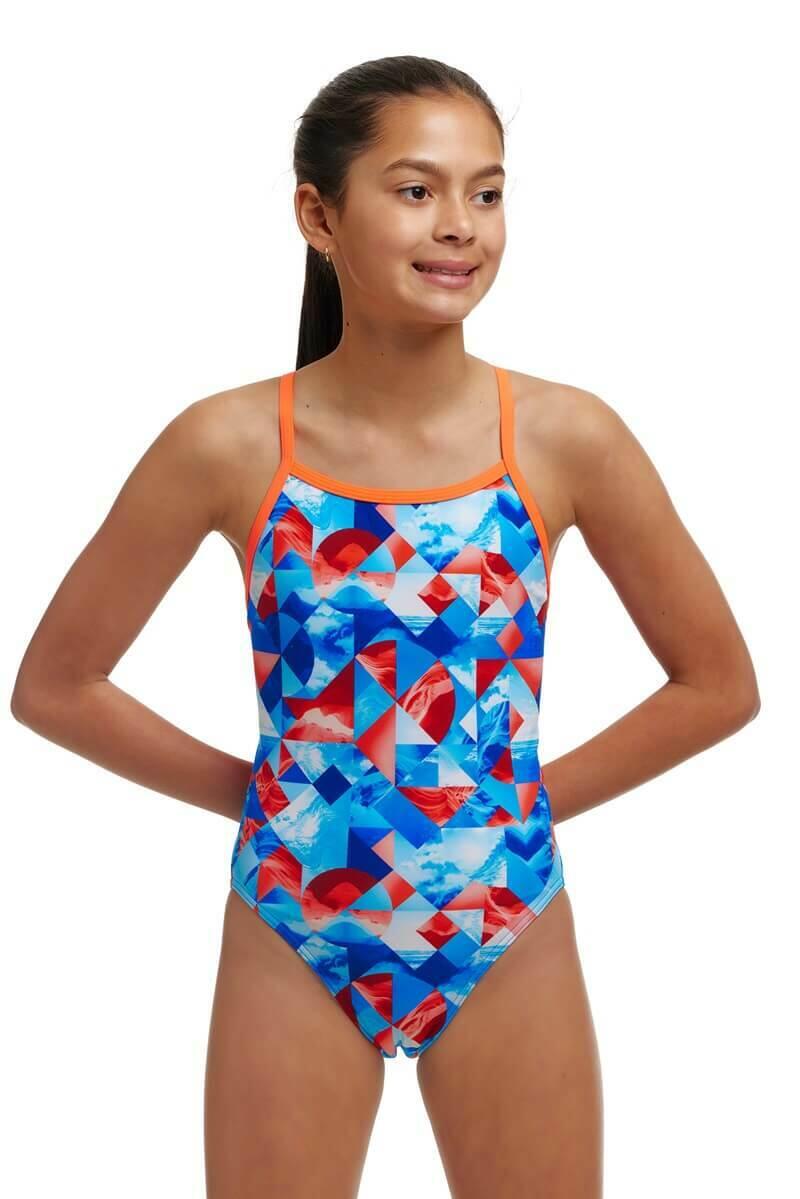 Funkita Girls Big Swell Single Strap Swimsuit - Blue 4/5