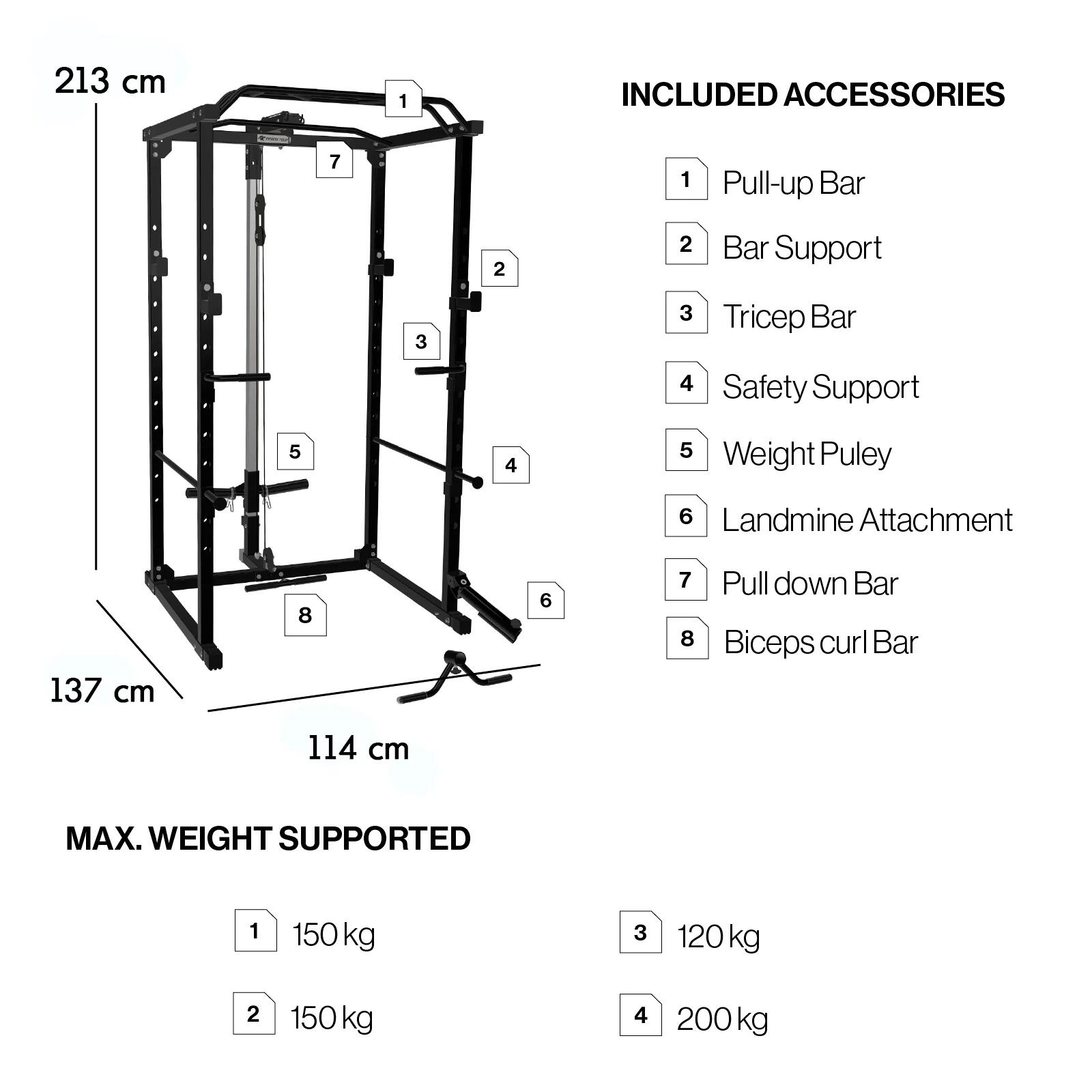 Power Rack Squat Musculação - Cage de Agachamento Fitness Tech 3/8