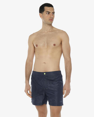 Marineblauwe synthetische zwembroek voor heren