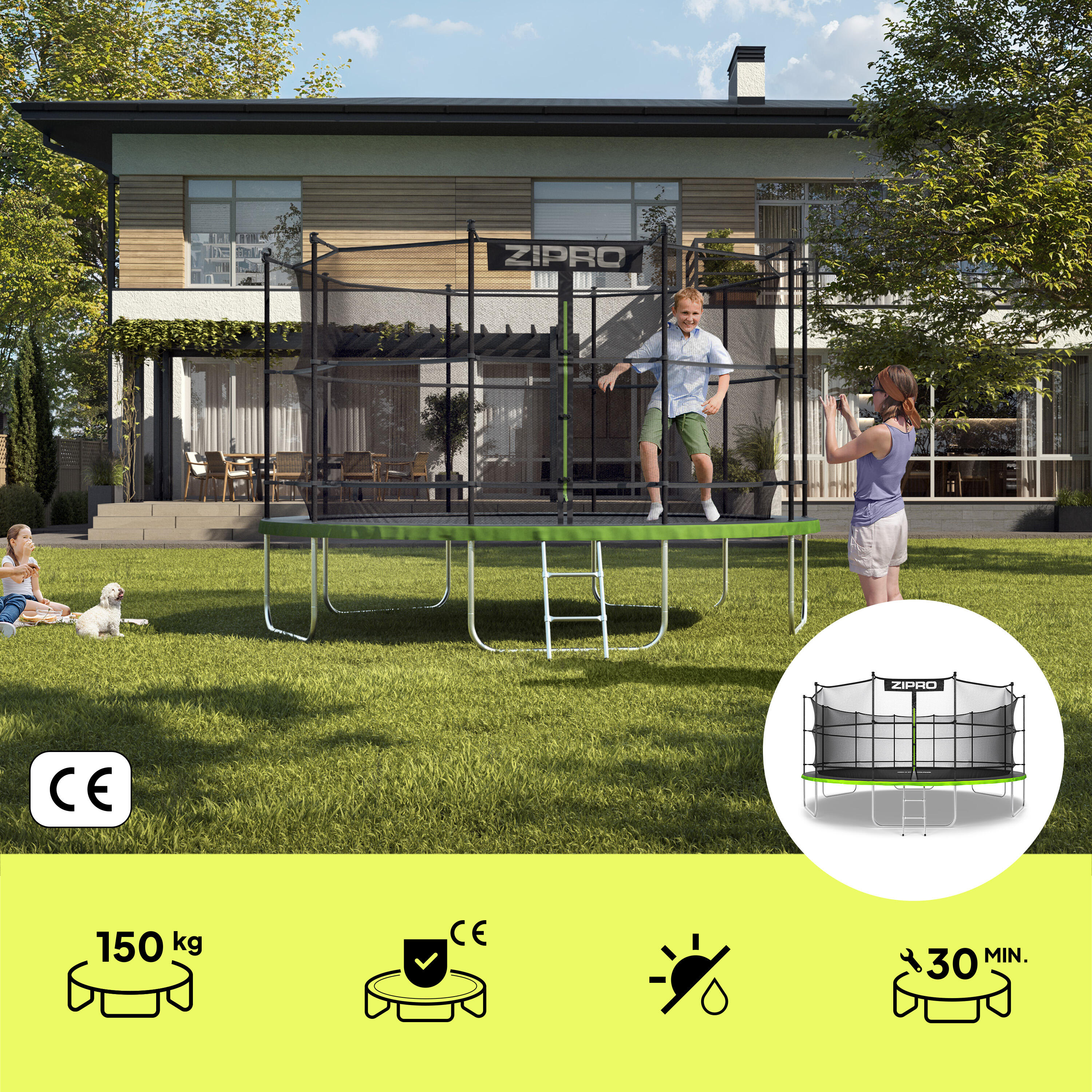 Trampoline ronde Zipro Jump Pro - 16FT 496 cm - met veiligheidsnet intern 3/7