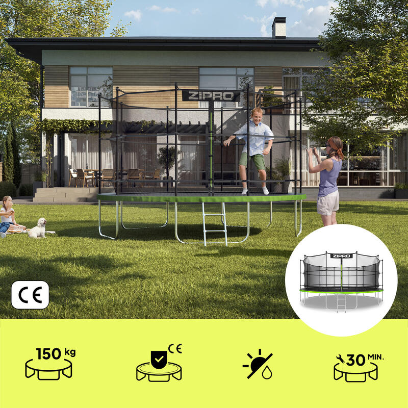 Trampolina ogrodowa Zipro Jump Pro z siatką wewnętrzną 16 FT 496 cm