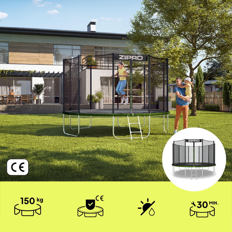 Trampolina ogrodowa Zipro Jump Pro z siatką zewnętrzną 12FT 374cm