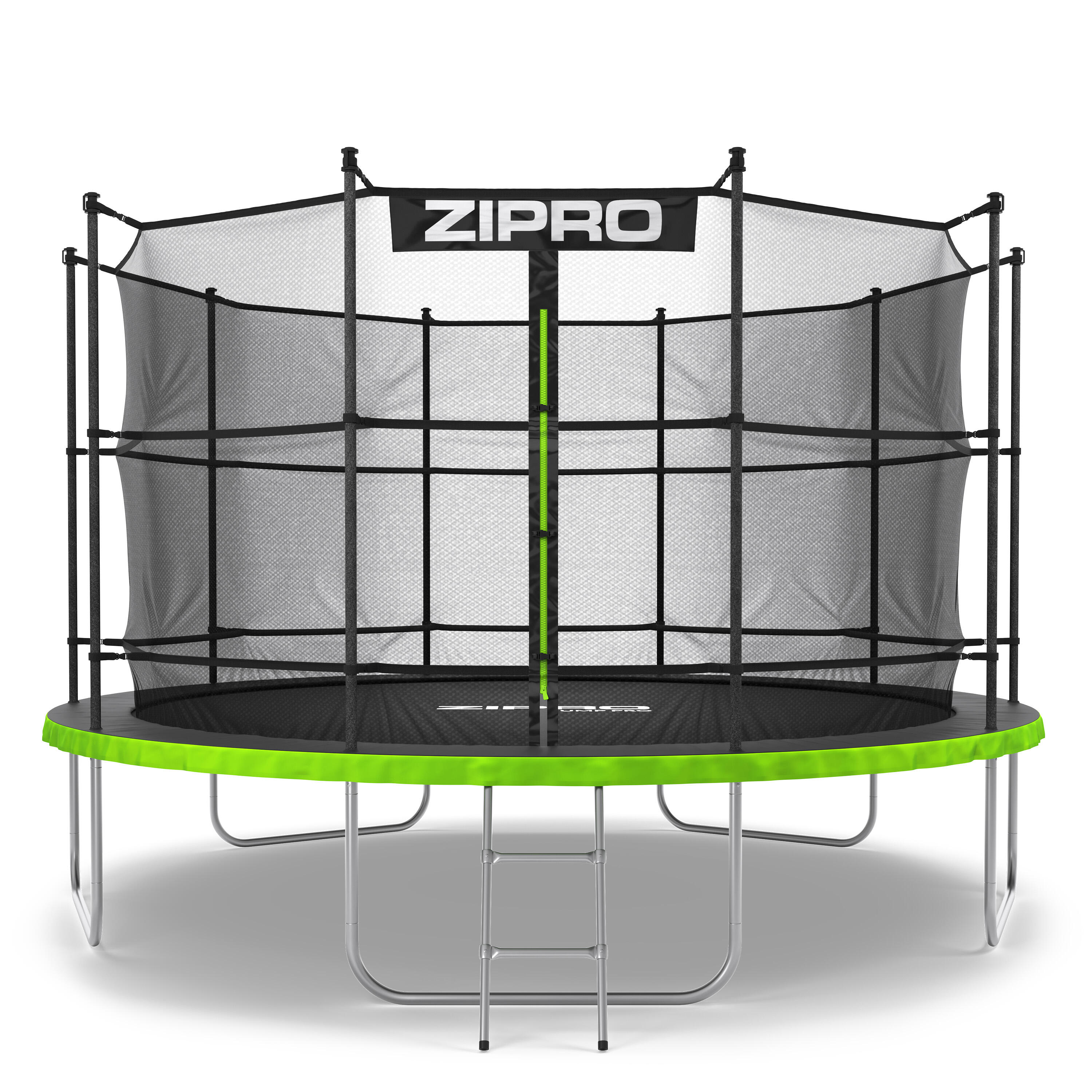 Zipro - Trampoline Rond Zipro Jump Pro 12ft 374cm Avec Filet De Protection Intérieur - Trampoline - Noir|vert - Decathlon