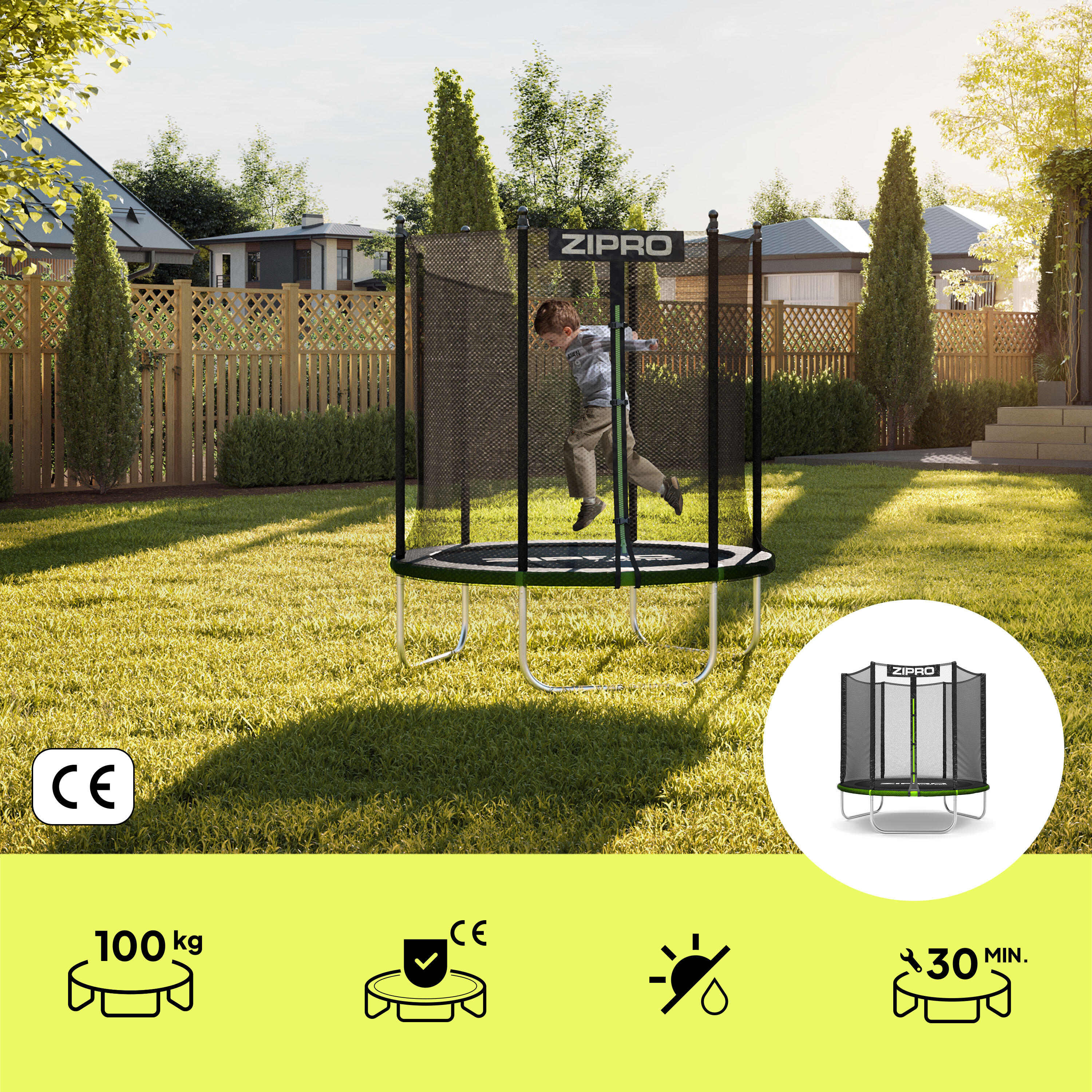 Trampoline ronde Zipro Jump Pro - 6FT 183 cm - met veiligheidsnet extern 3/7