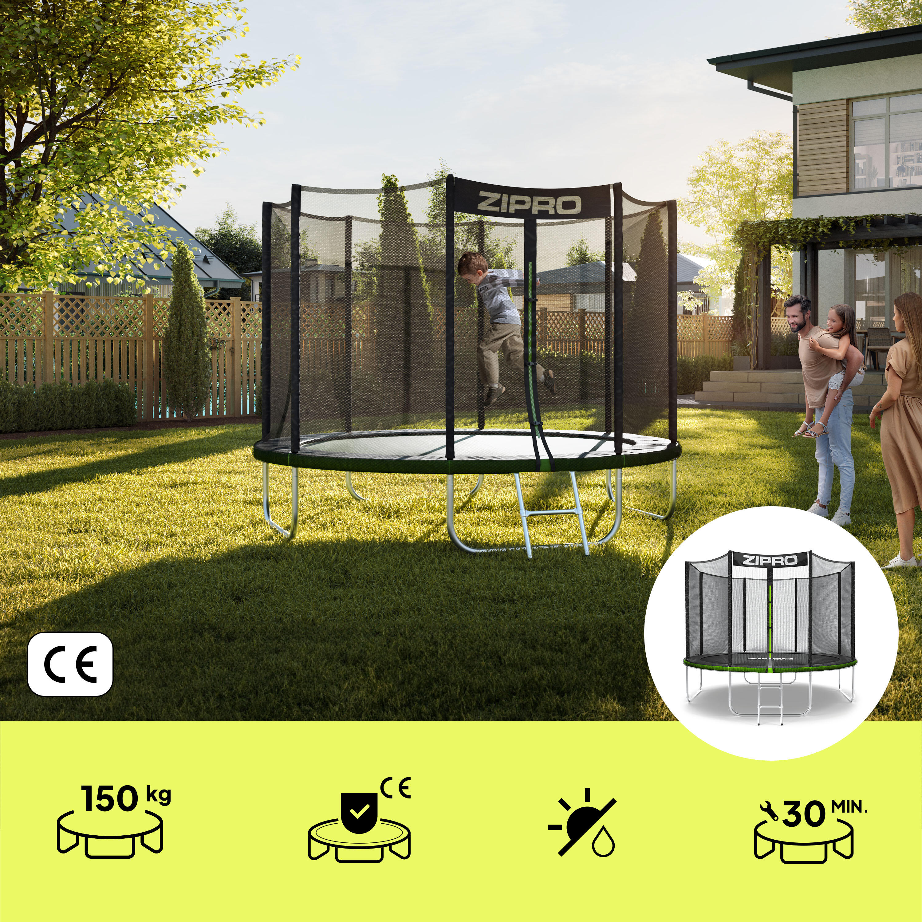 Trampolin rund outdoor Zipro Jump Pro 10FT 312 cm mit Externes Sicherheitsnetz 3/7