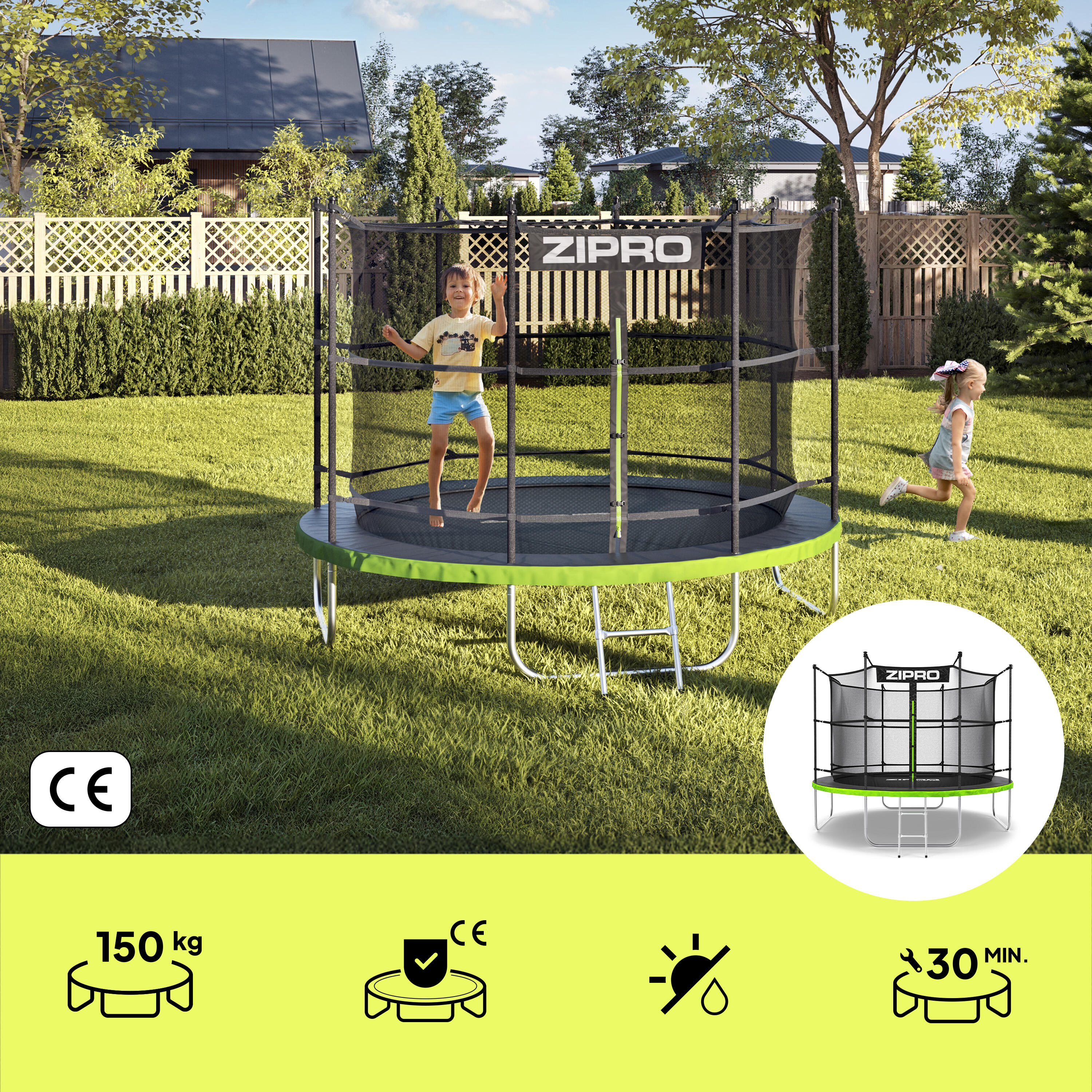 Trampoline ronde Zipro Jump Pro - 10FT 312 cm - met veiligheidsnet intern 3/7