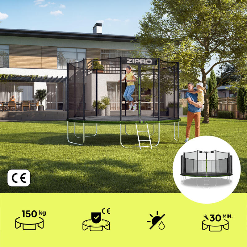 Trampoline ronde Zipro Jump Pro - 16FT 496 cm - met veiligheidsnet extern