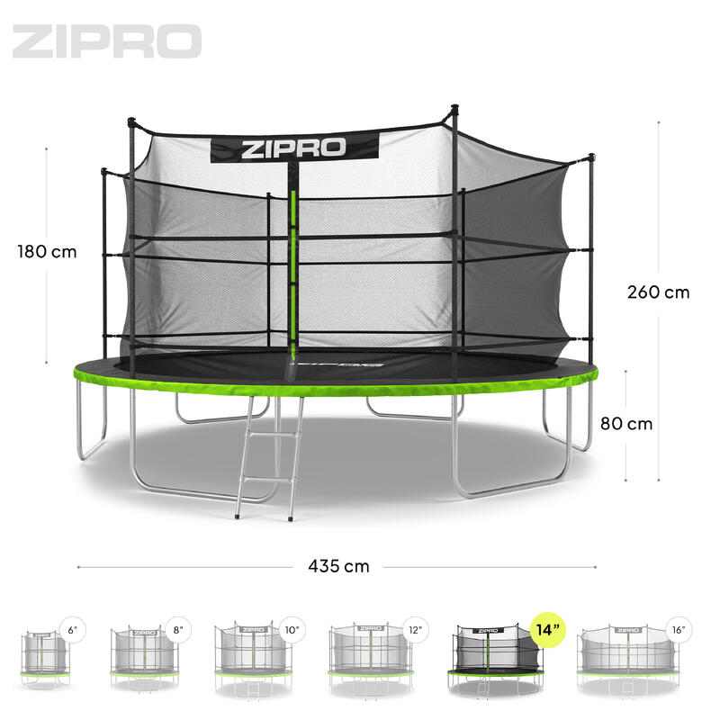 Trampoline rond Zipro Jump Pro 14FT 435cm avec filet de protection intérieur