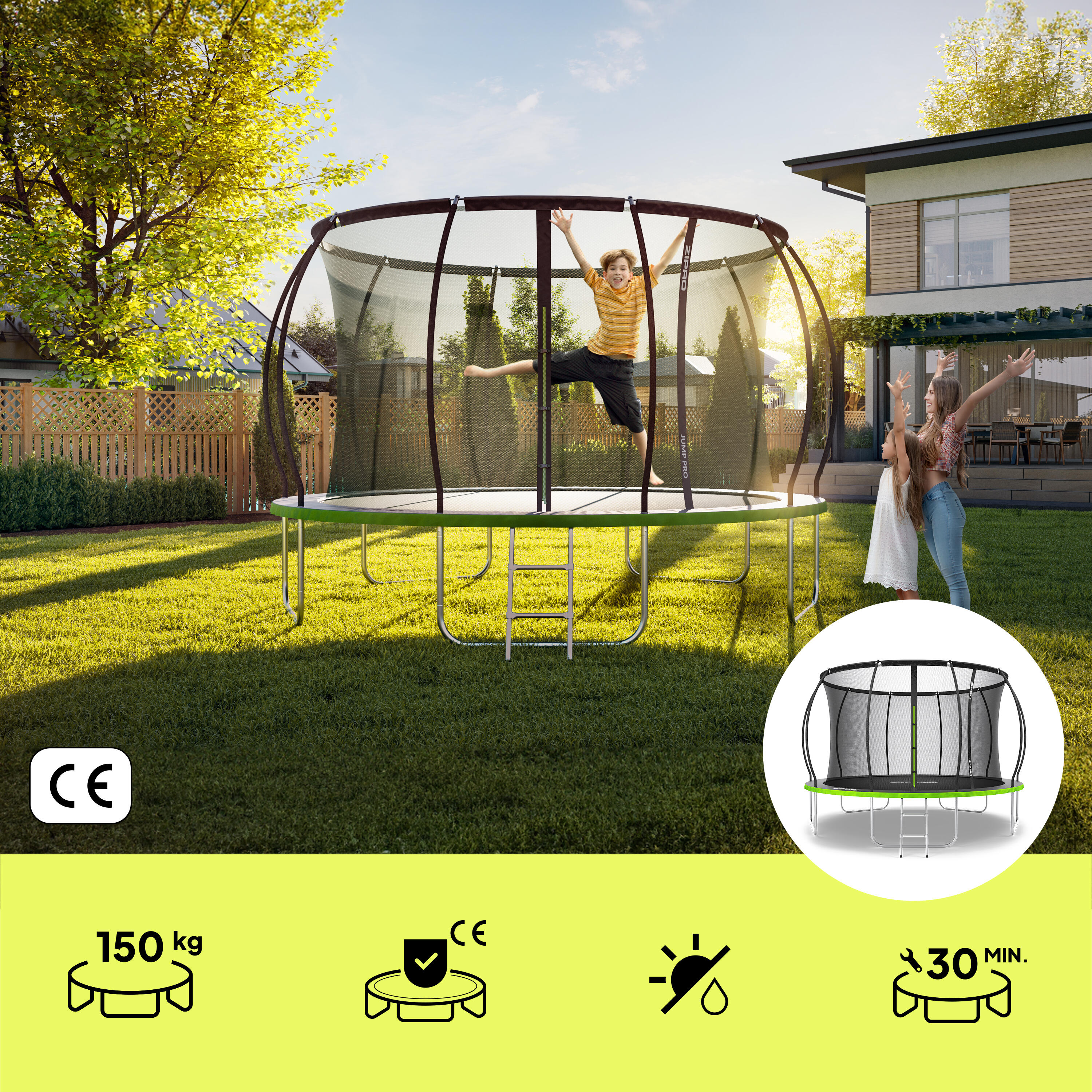 Trampoline ronde Zipro Jump Pro Premium - 12FT 374cm - met veiligheidsnet intern 3/7