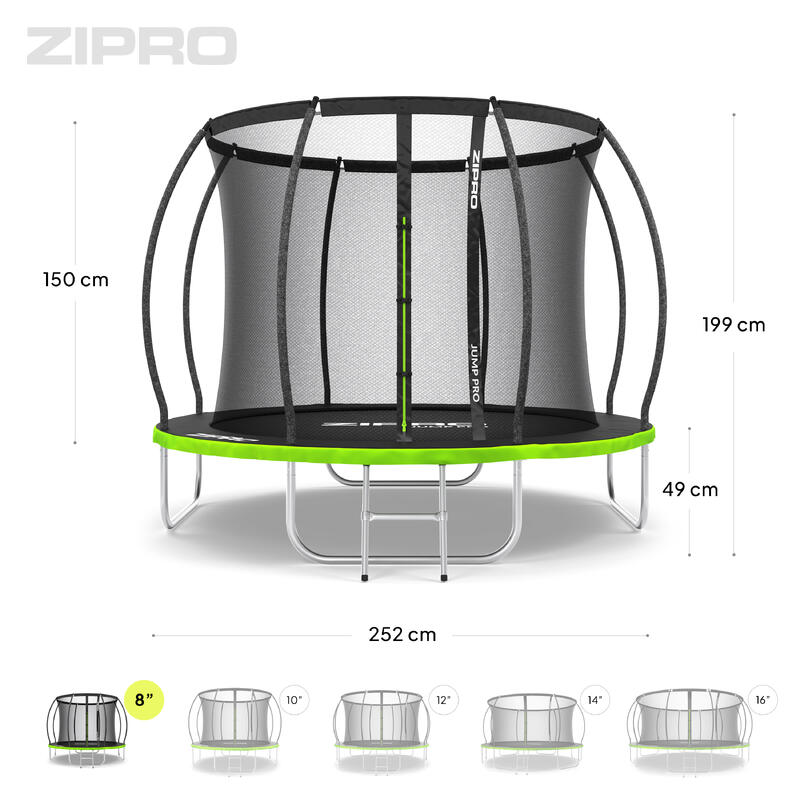 Trambulină de exterior Zipro Jump Pro Premium cu plasă de protecție 8FT 252cm