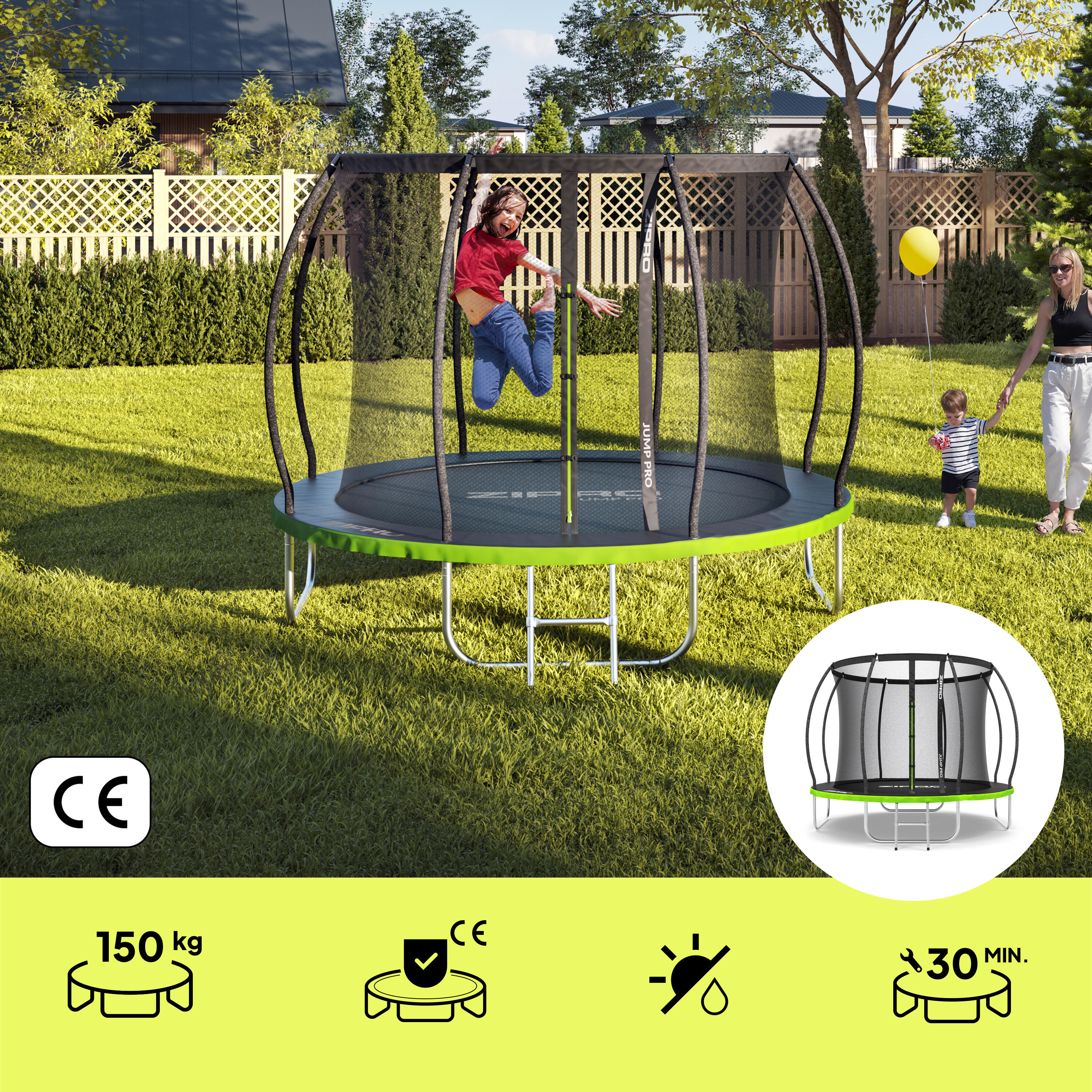 Trampolino Da Giardino HUDORA Fantastic Con Rete Di Sicurezza - Diametro 250/300 Cm - Foto 6