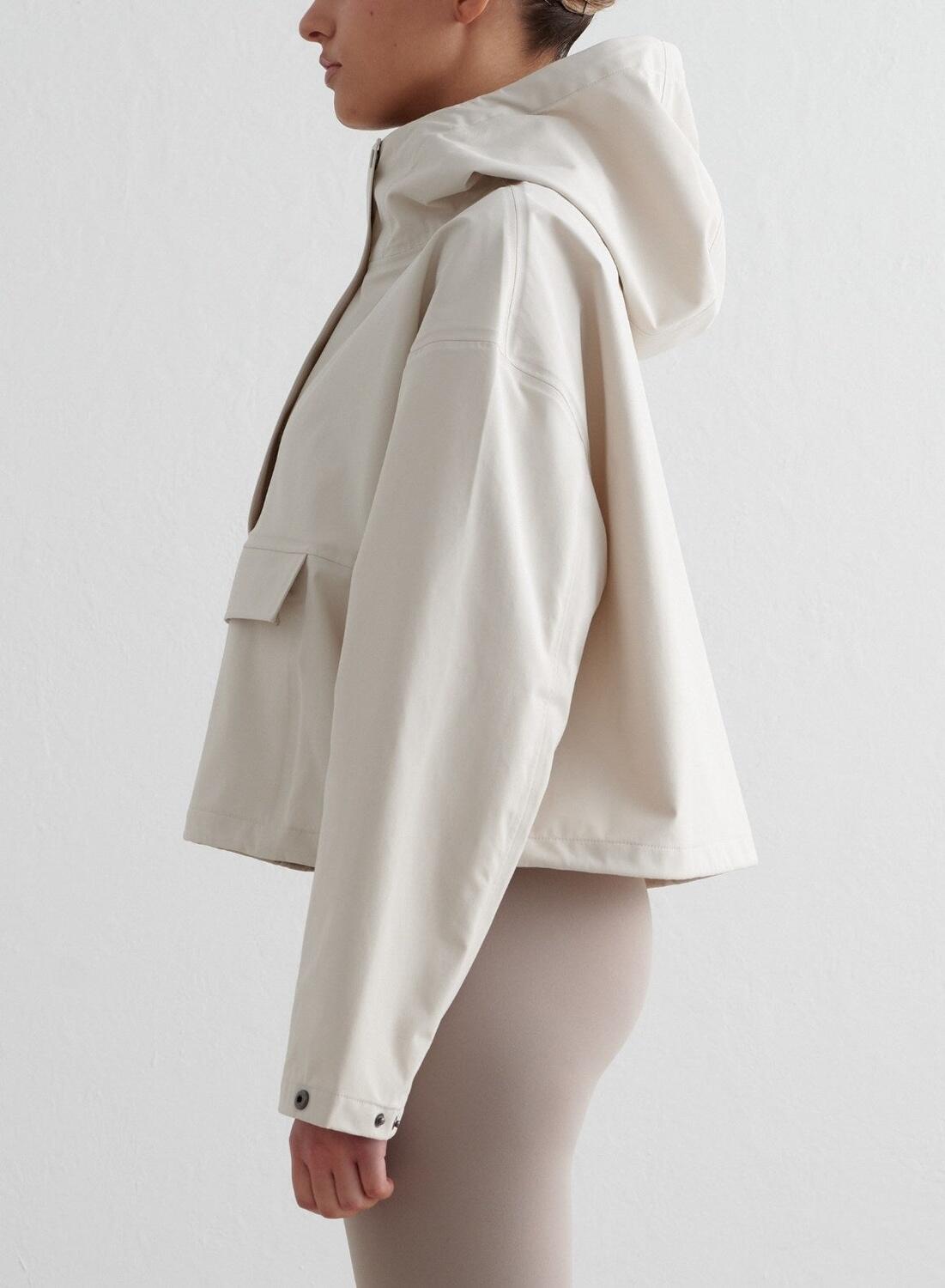 Donna Giacca Impermeabile Anorak Corto Beige 4/6