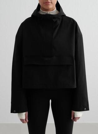 Damen Jacke Wasserdicht Gekürzte Anorak Schwarz