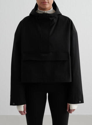 Damen Jacke Wasserdicht Gekürzte Anorak Schwarz