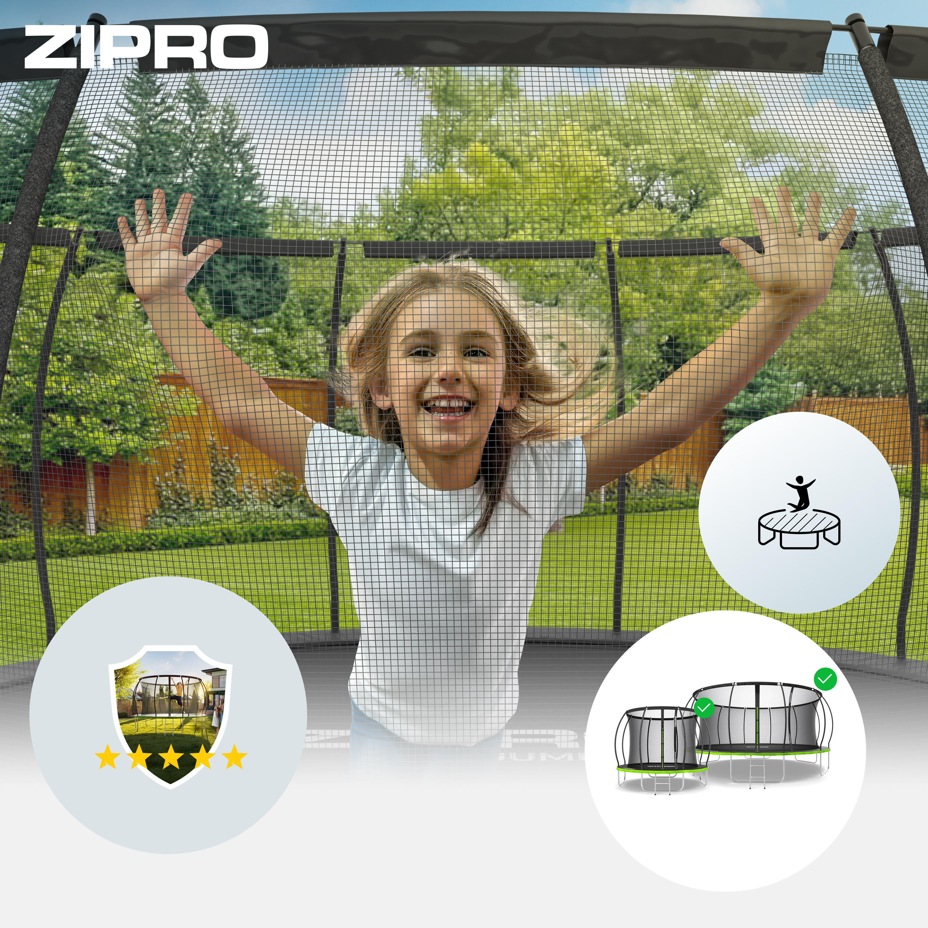 Trampoline ronde Zipro Jump Pro Premium - 16FT 496cm - met veiligheidsnet intern 4/7