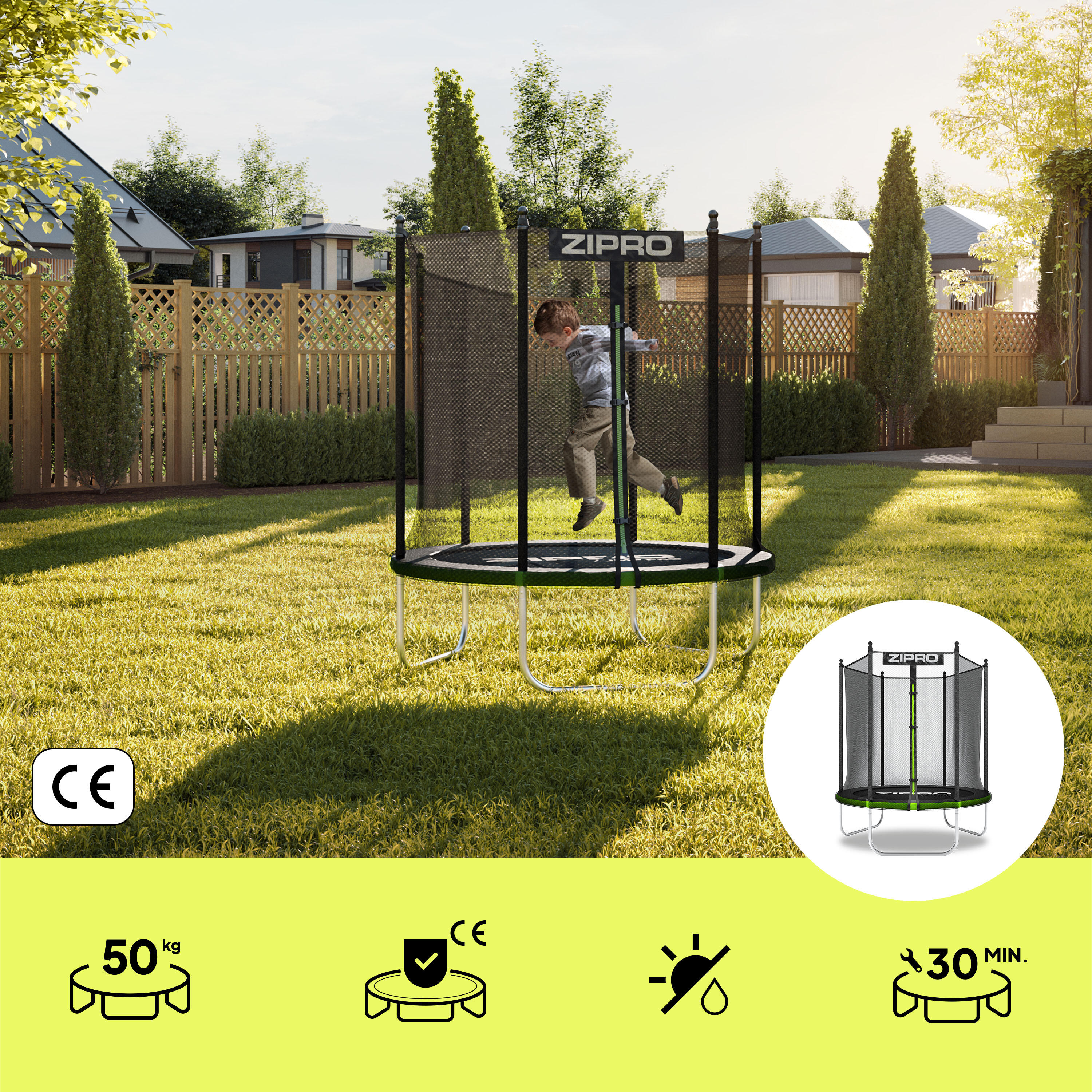 Trampoline ronde Zipro Jump Pro - 4FT 127 cm - met veiligheidsnet extern 3/7
