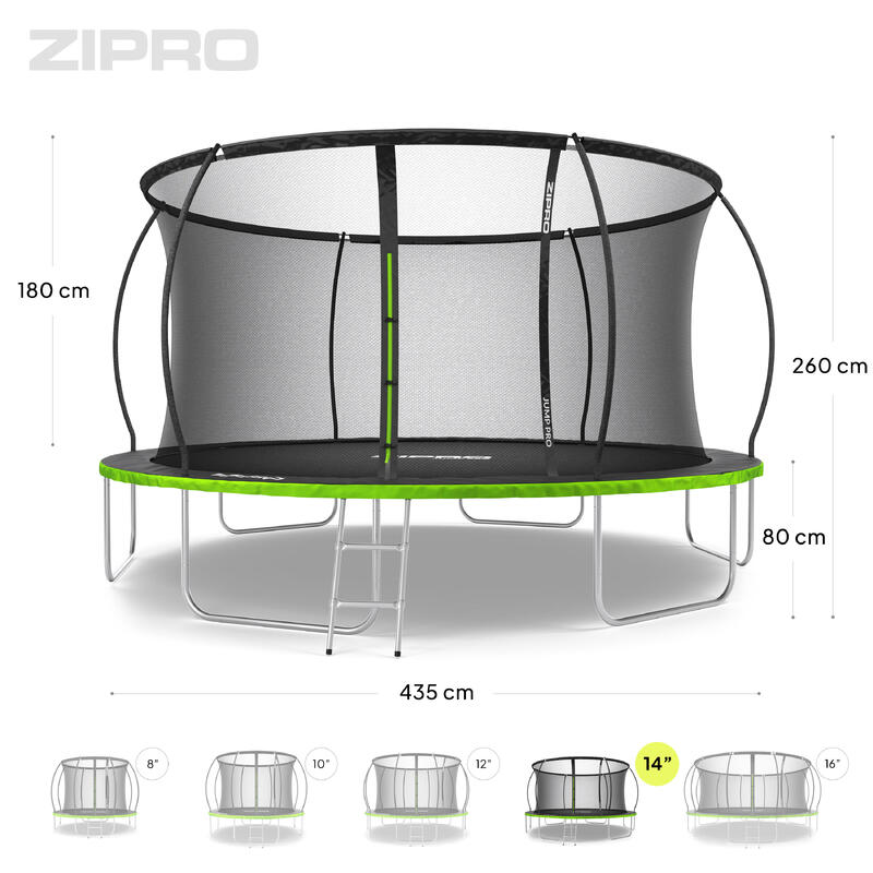 Trampoline ronde Zipro Jump Pro Premium - 14FT 435cm - met veiligheidsnet intern