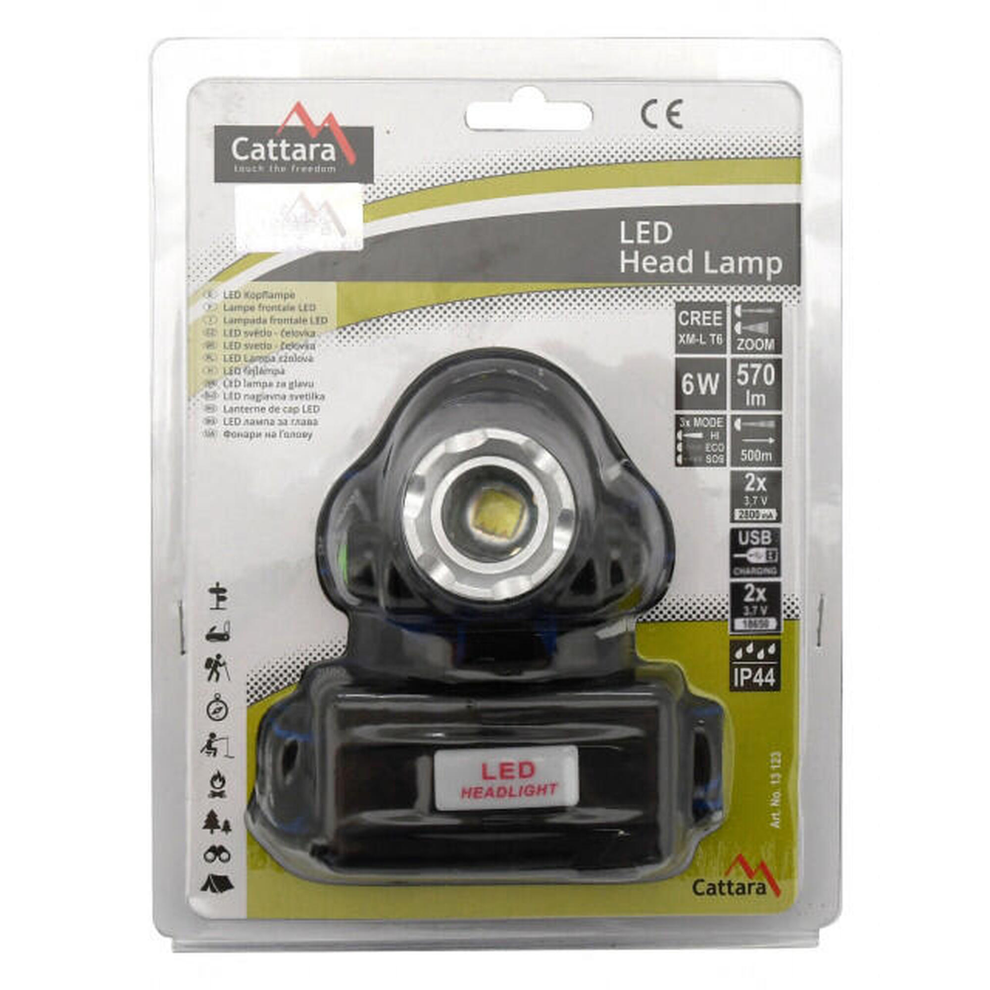 Lanterna frontala LED 570 lm Zoom Cattara