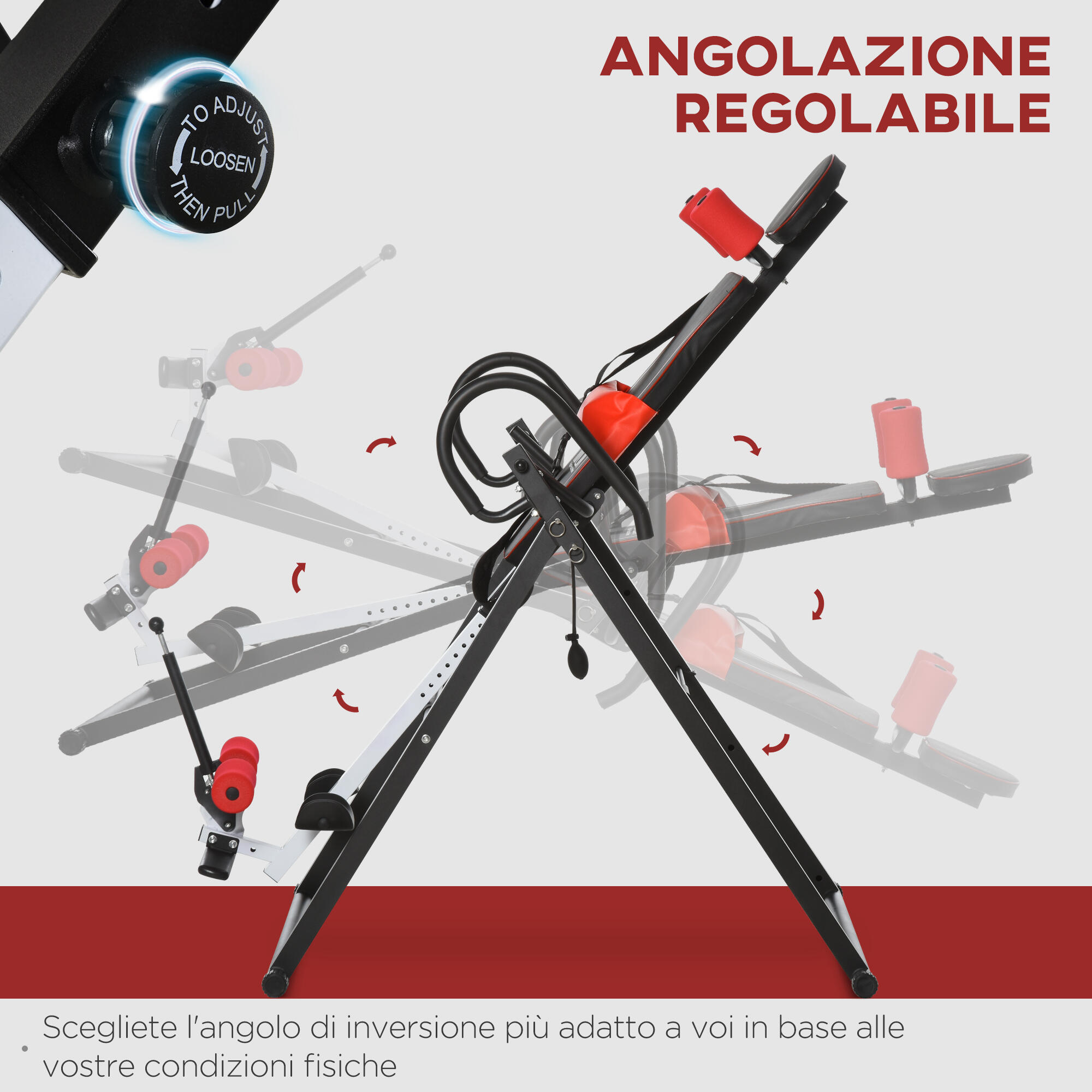 HOMCOM Panca a Inversione con Angolo e Altezza Regolabile in Acciaio e Plastica 6/7