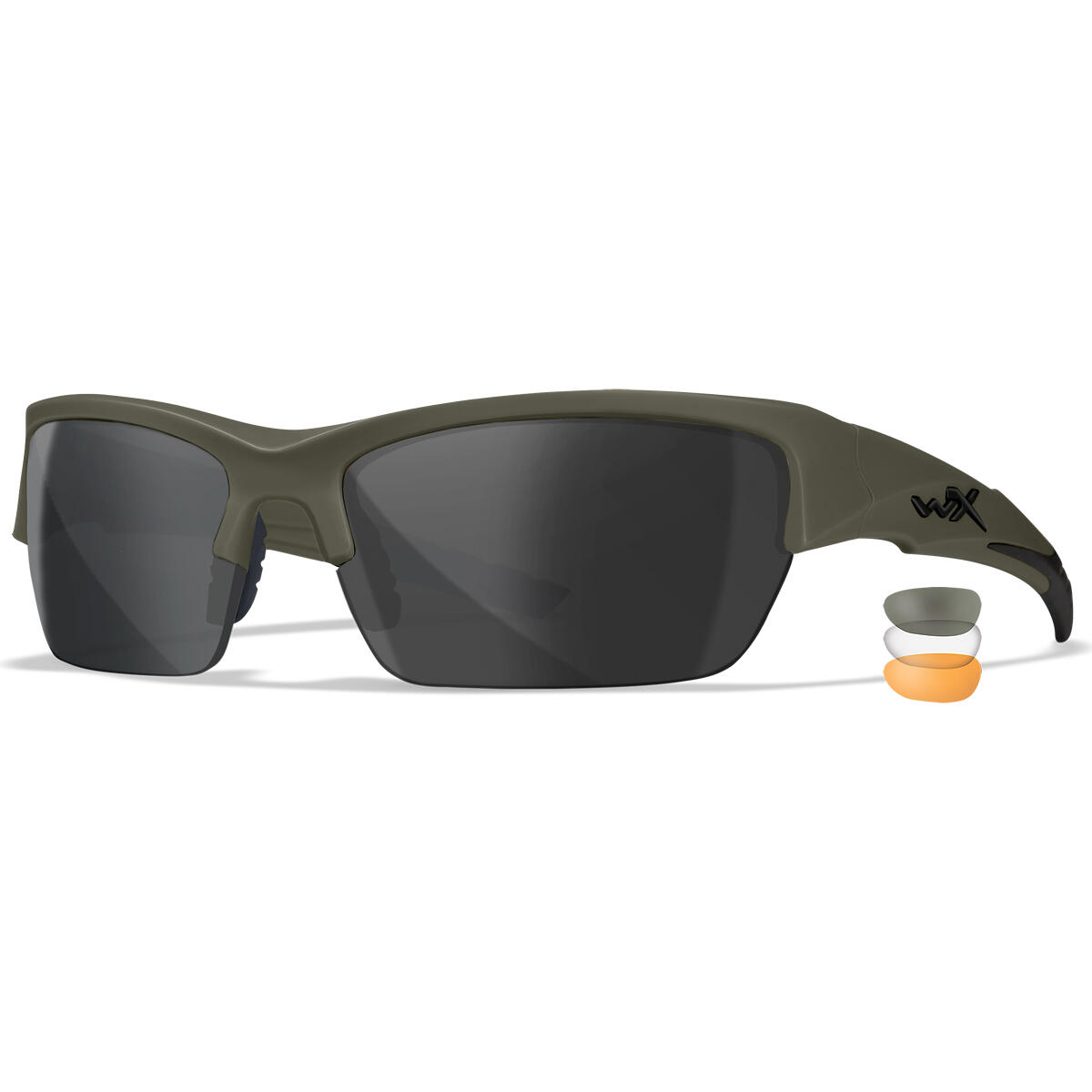 Wiley X WX Valor 2.5 Glasses Clear + Grey + Light Rust Lens / OD Green Frame 1/7