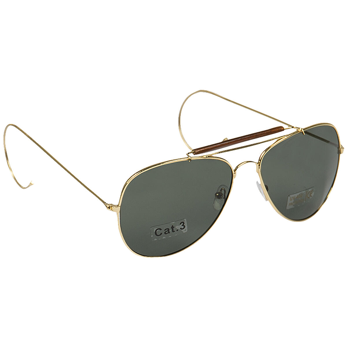 Mil-Tec Air Force Sunglasses Green Lenses Brown Case 1/2