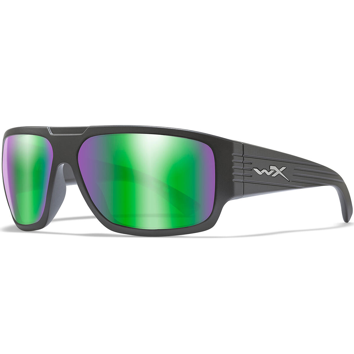 Wiley X WX Vallus Glasses - Polarized Emerald Mirror Lens / Matte Black Frame 1/2
