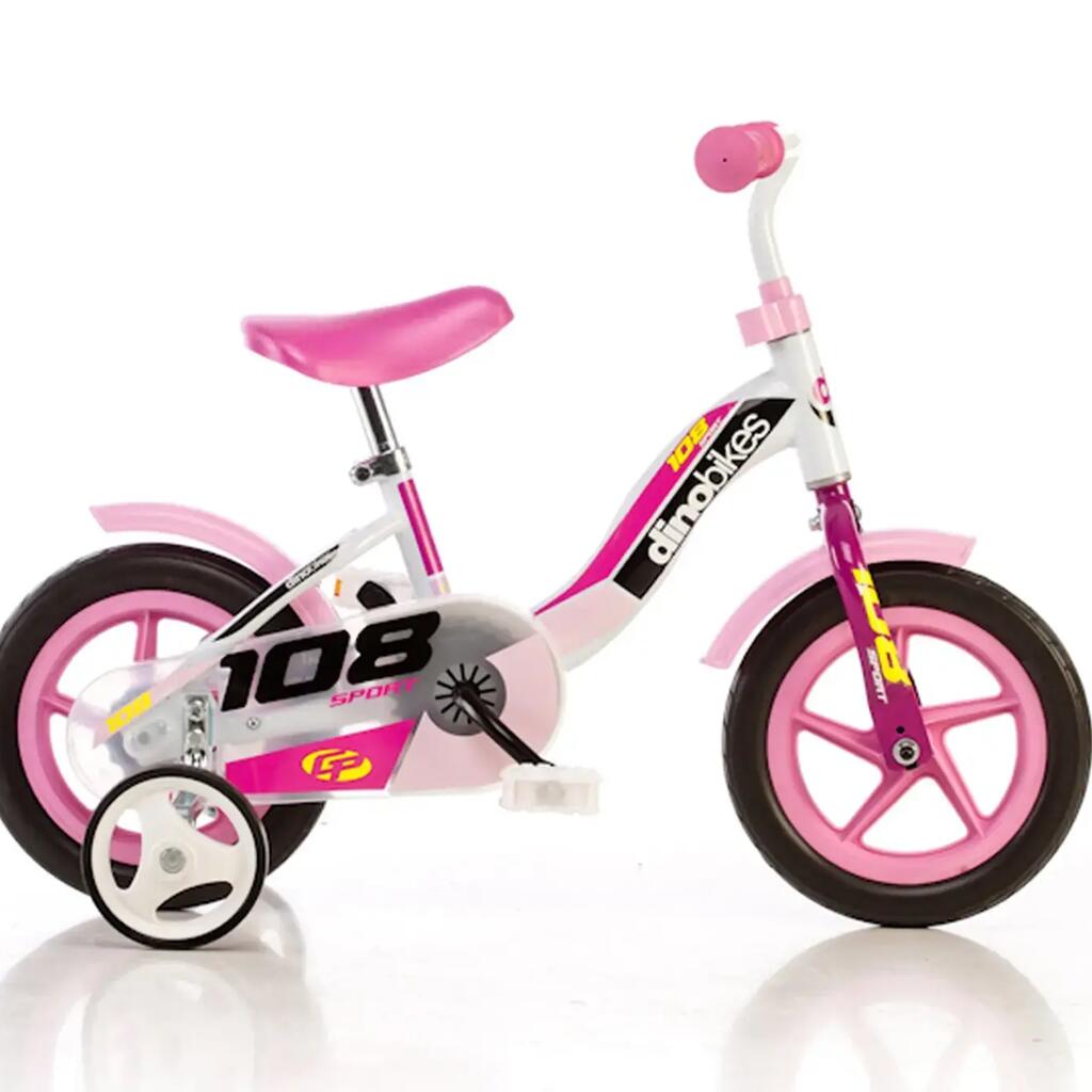 Dino Bikes 108 Sport 10-inch Girls Bike Pink/White 1-3 years