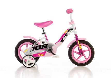 Dino 108 Sport vélo fille 10 pouces rose/blanc