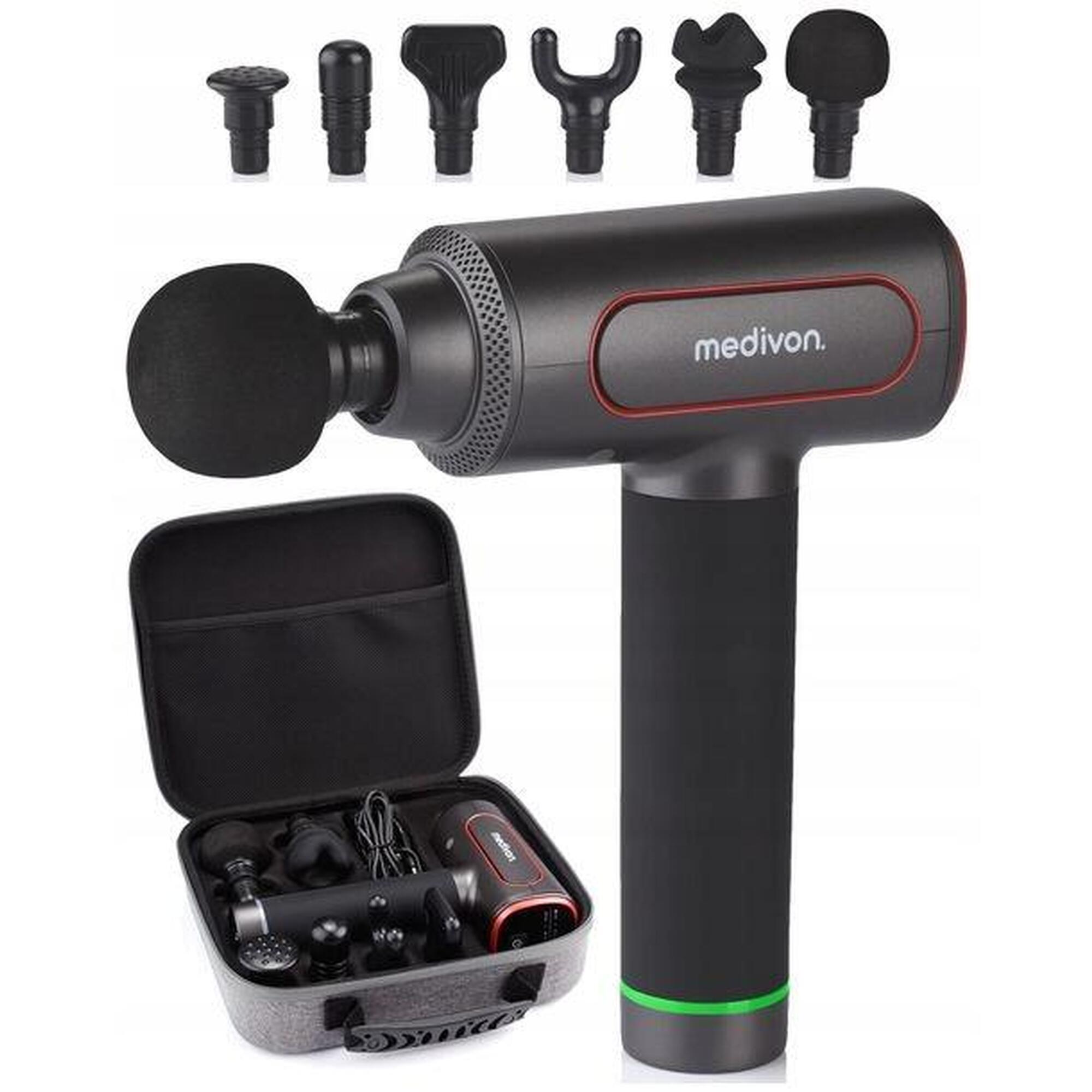 Masażer ręczny Medivon Gun PRO X2 ETUI + głowice do Pleców, Stóp i Ciała