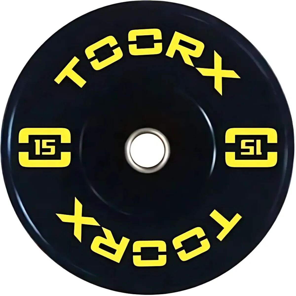 Toorx - Plaque De Pare-chocs - Plaque De Poids Olympique - 15 Kg - Jaune - Disque Bumper Haltérophilie - Noir - 15 Kg - Decathlon