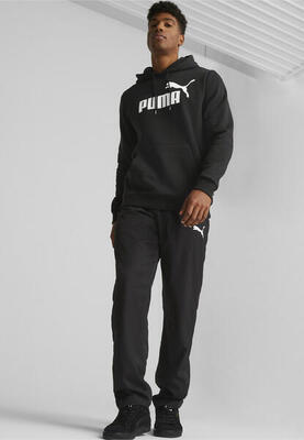 Felpa con cappuccio Essentials con logo grande da uomo PUMA Black